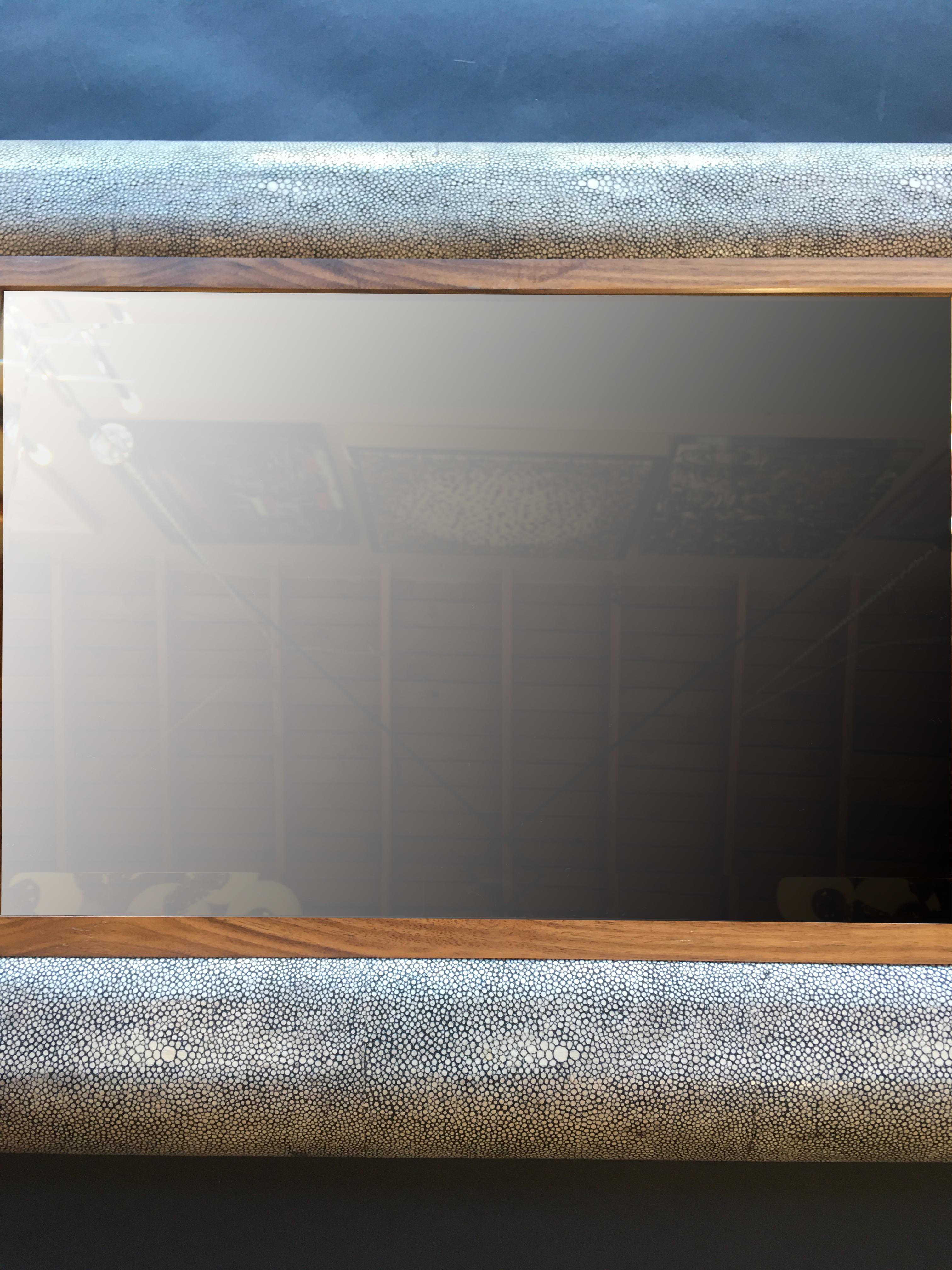 Italian Gray Shagreen Mirror For Sale