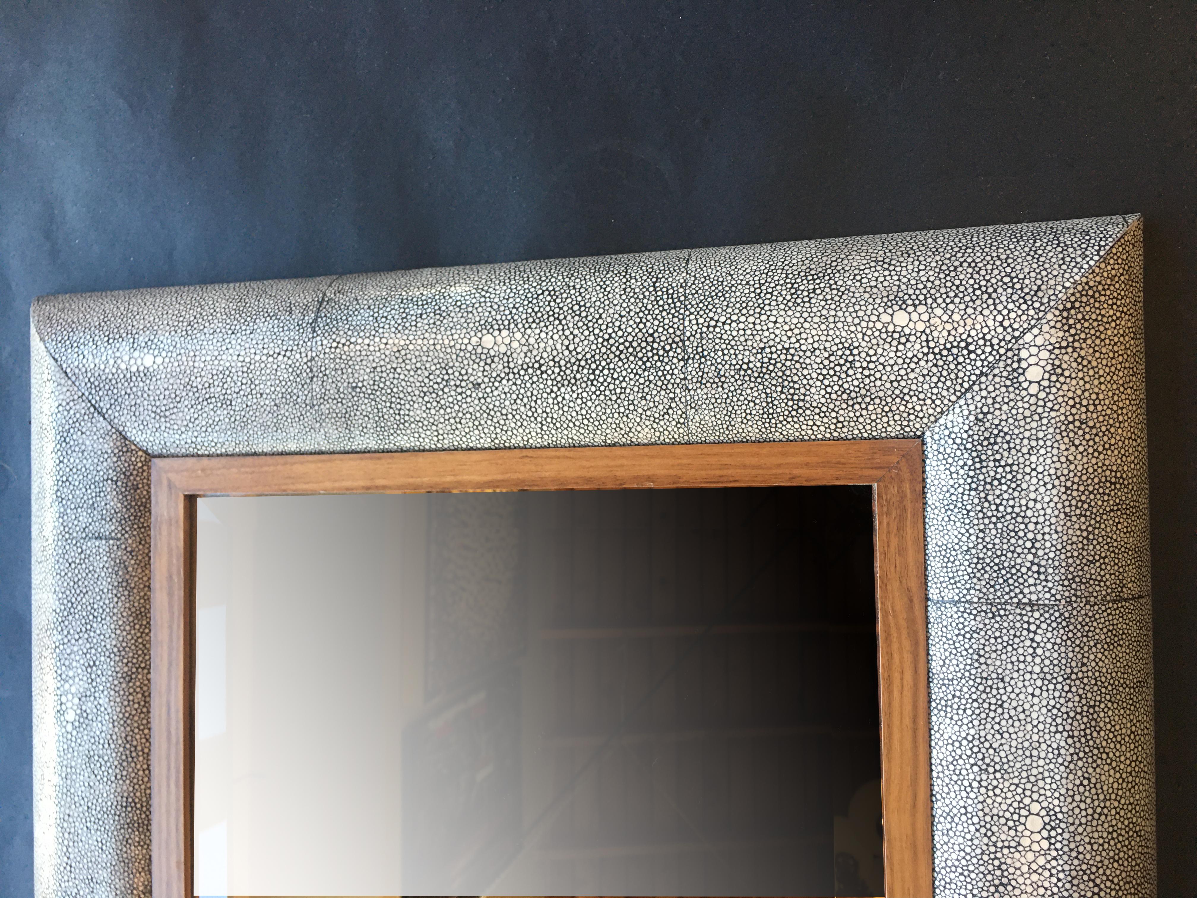 Gray Shagreen Mirror In Excellent Condition For Sale In Los Angeles, CA