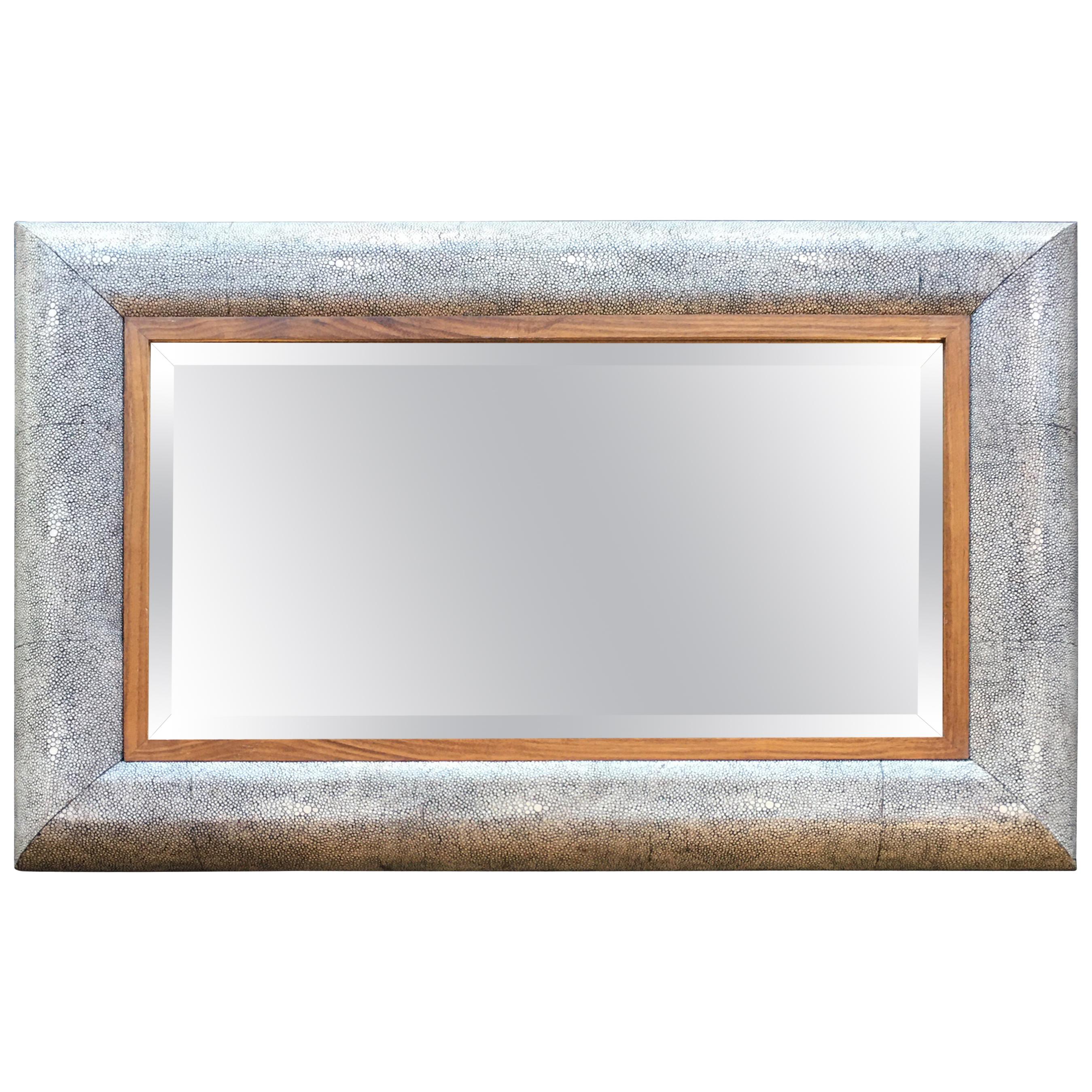 Gray Shagreen Mirror For Sale