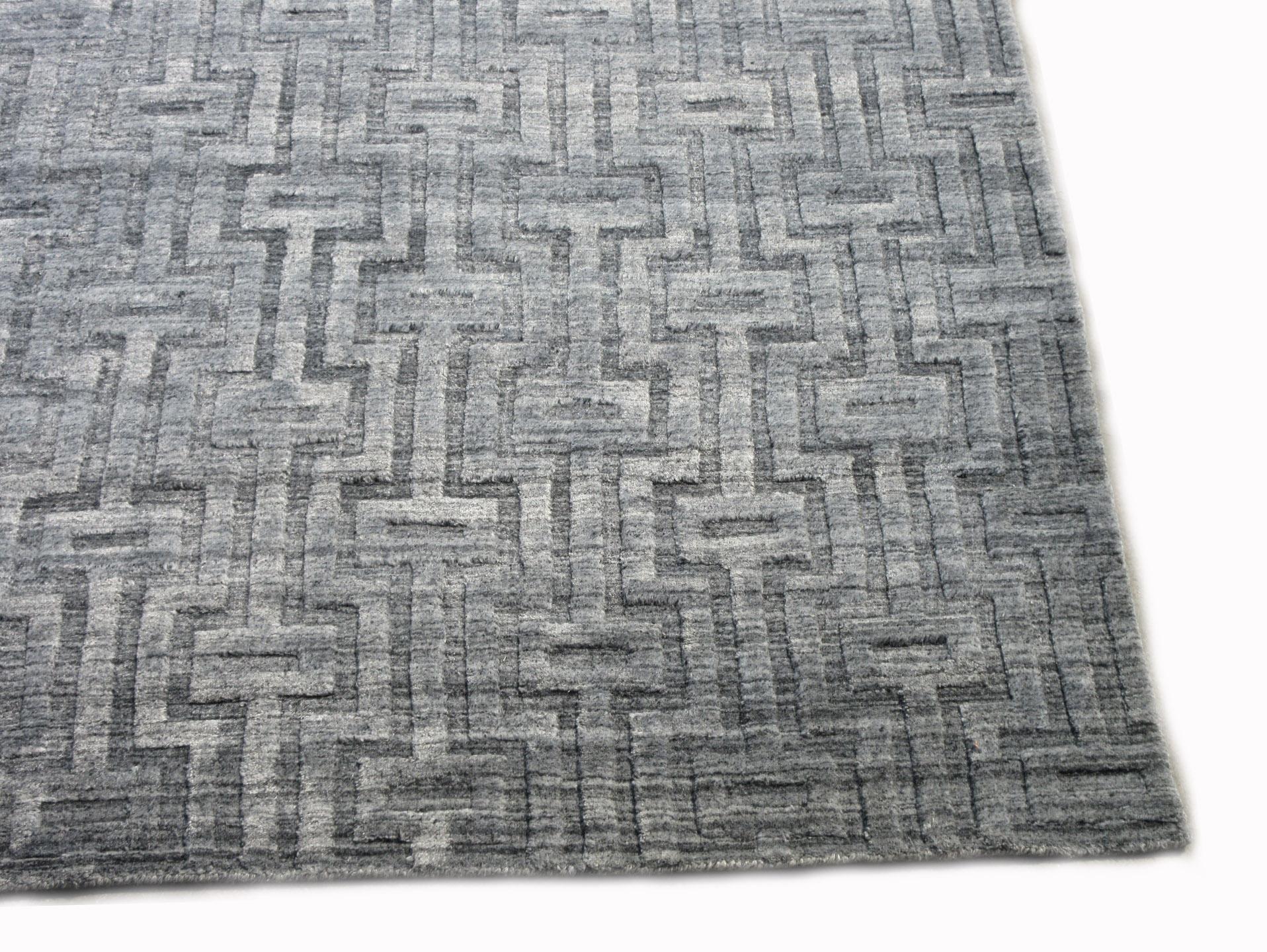 Contemporary Gray Silk Modern Rug For Sale