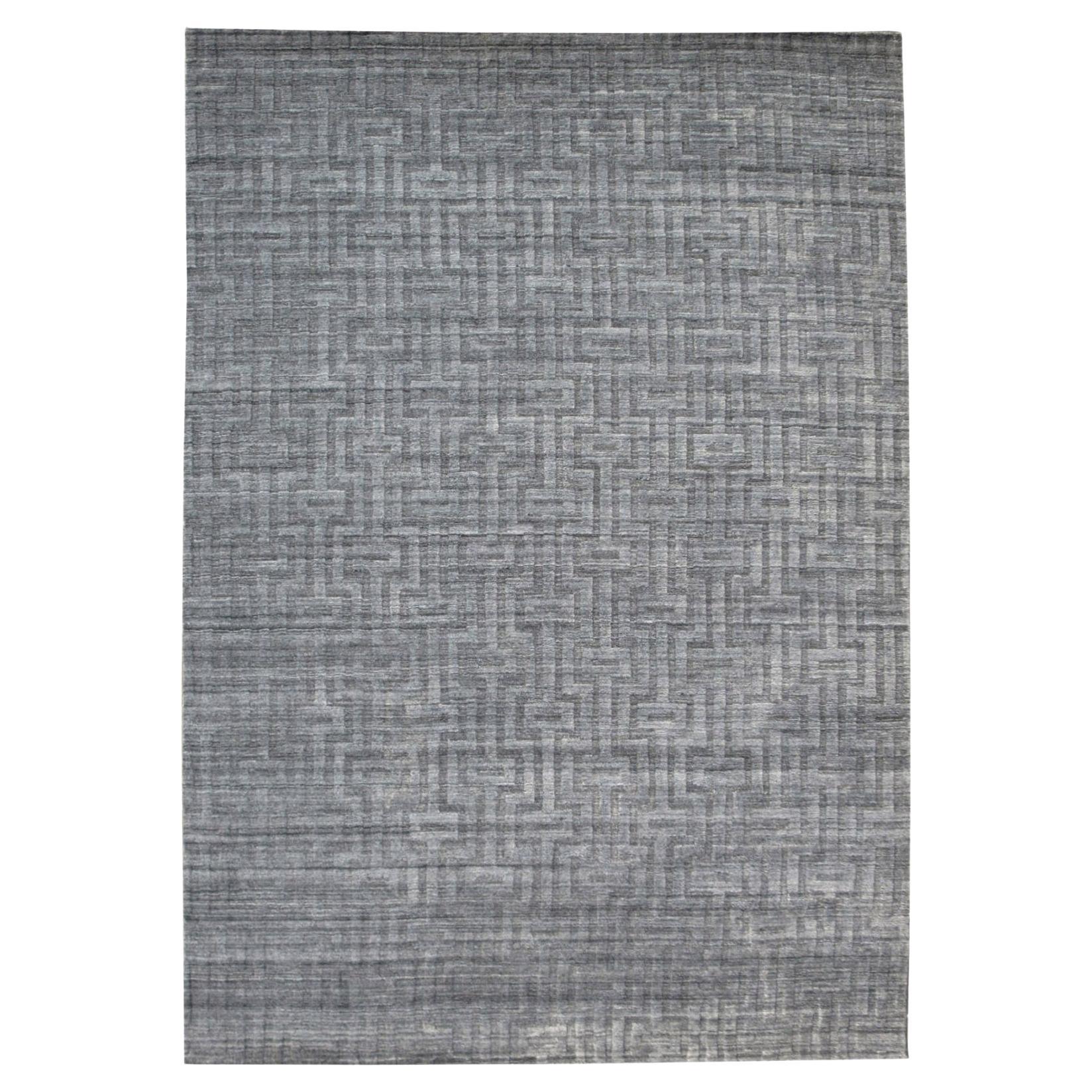 Grey Silk Modern Rug For Sale