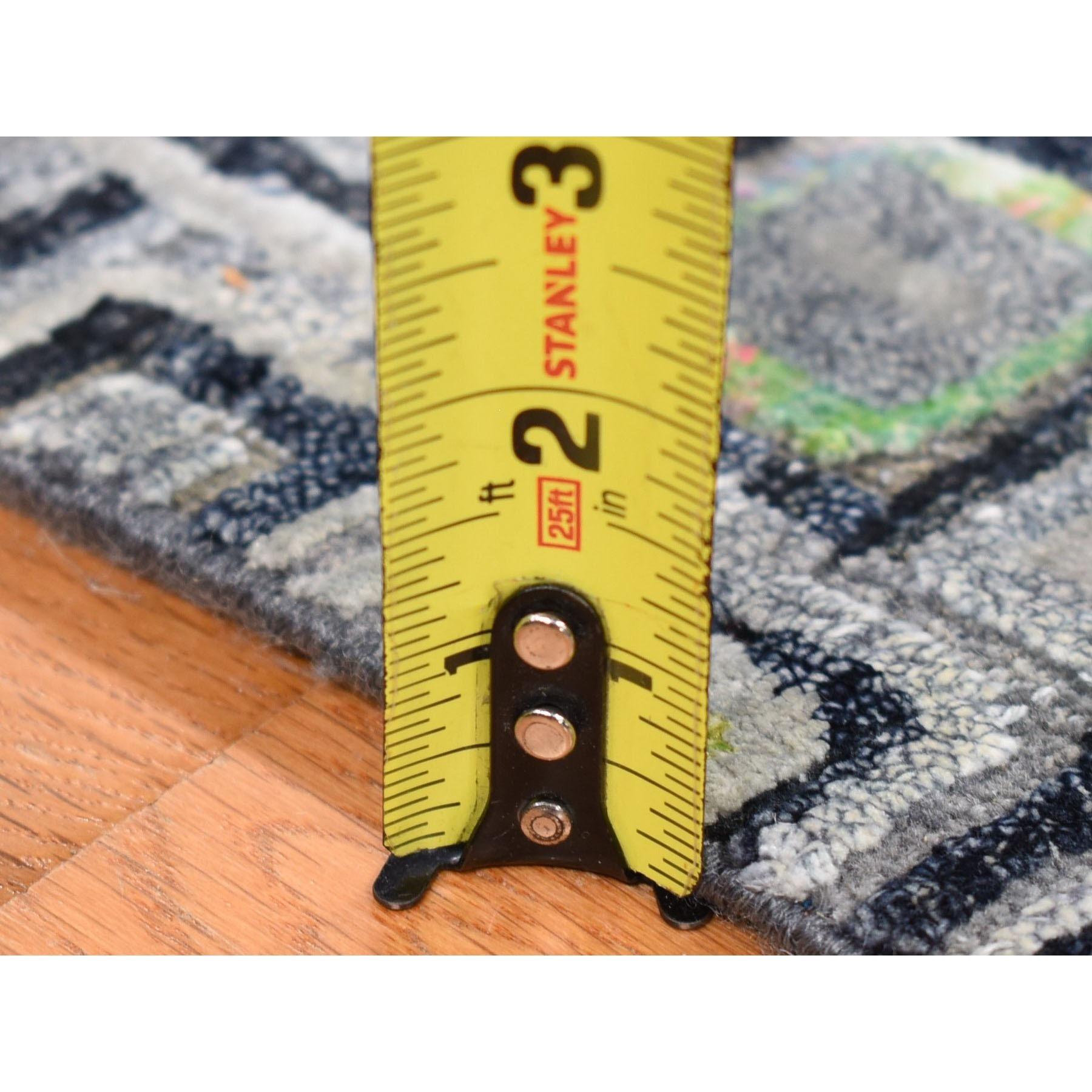 Seta grigia con lana Psefas Square Design annodato a mano Oriental Rugs 9'0