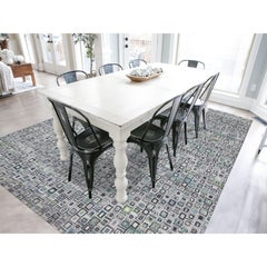 Gray Silk with Wool Psefas Square Design Hand Knotted Oriental Rug 9'0" x 12'3"
