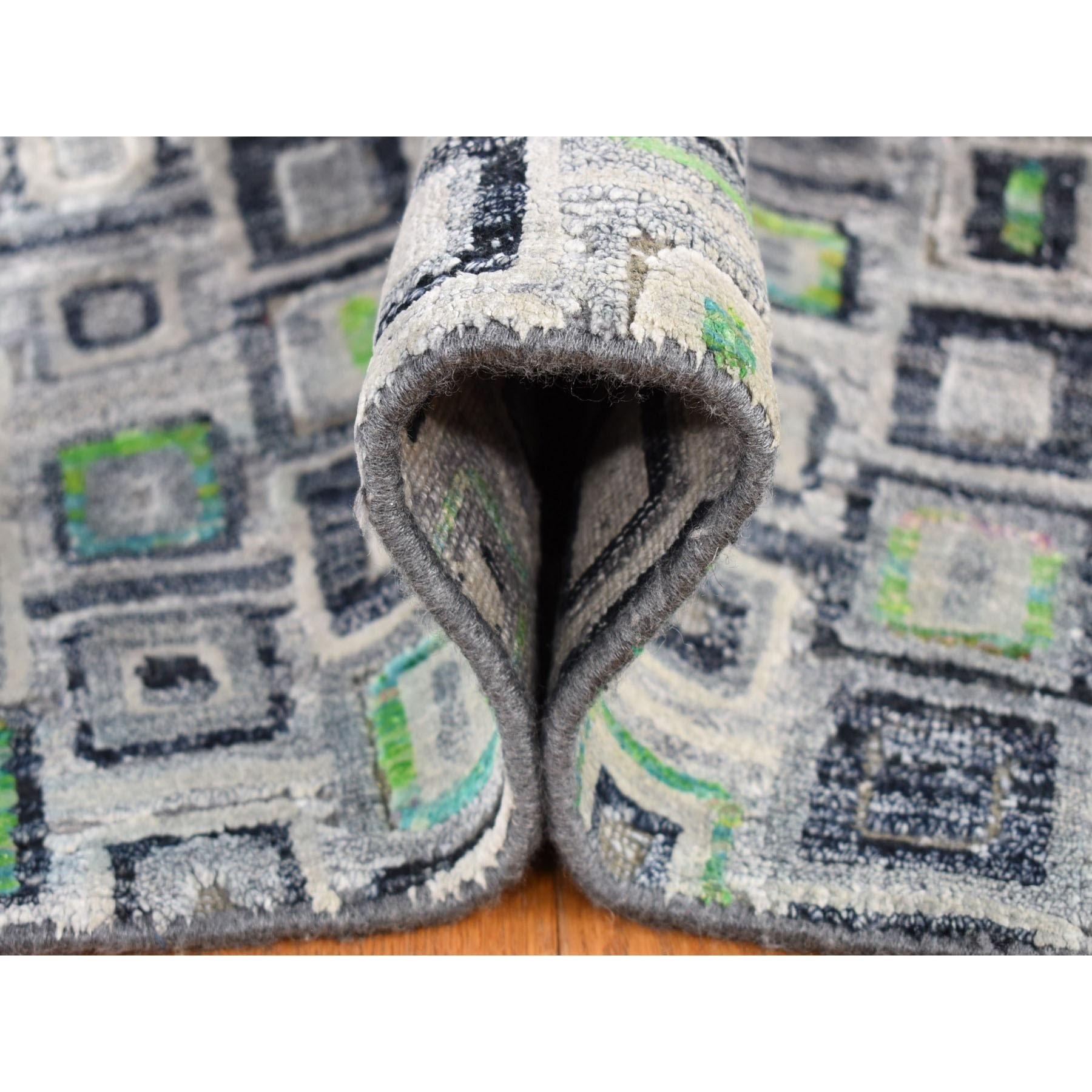 Seta grigia con lana Psefas Square Design annodato a mano Oriental Rugs 9'0