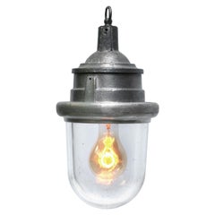 Gray Silver Cast Aluminum Clear Glass Vintage Industrial pendant Lamp