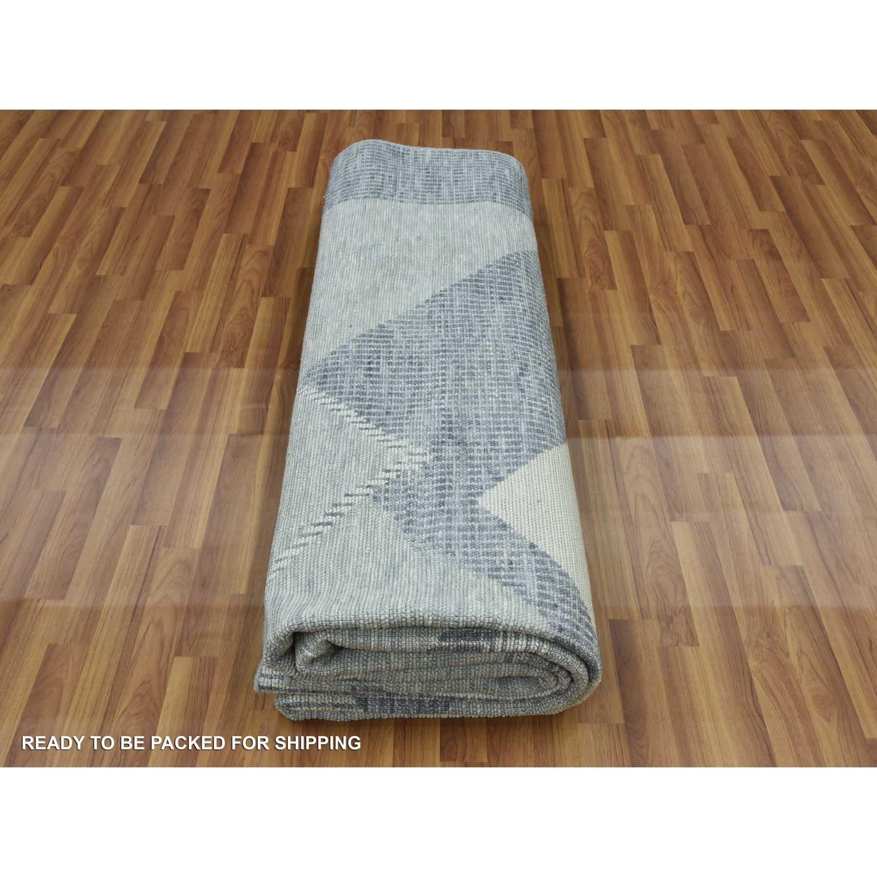 Gris Laine douce nouée à la main Géométrique Art Deco Collection Rug 9'1