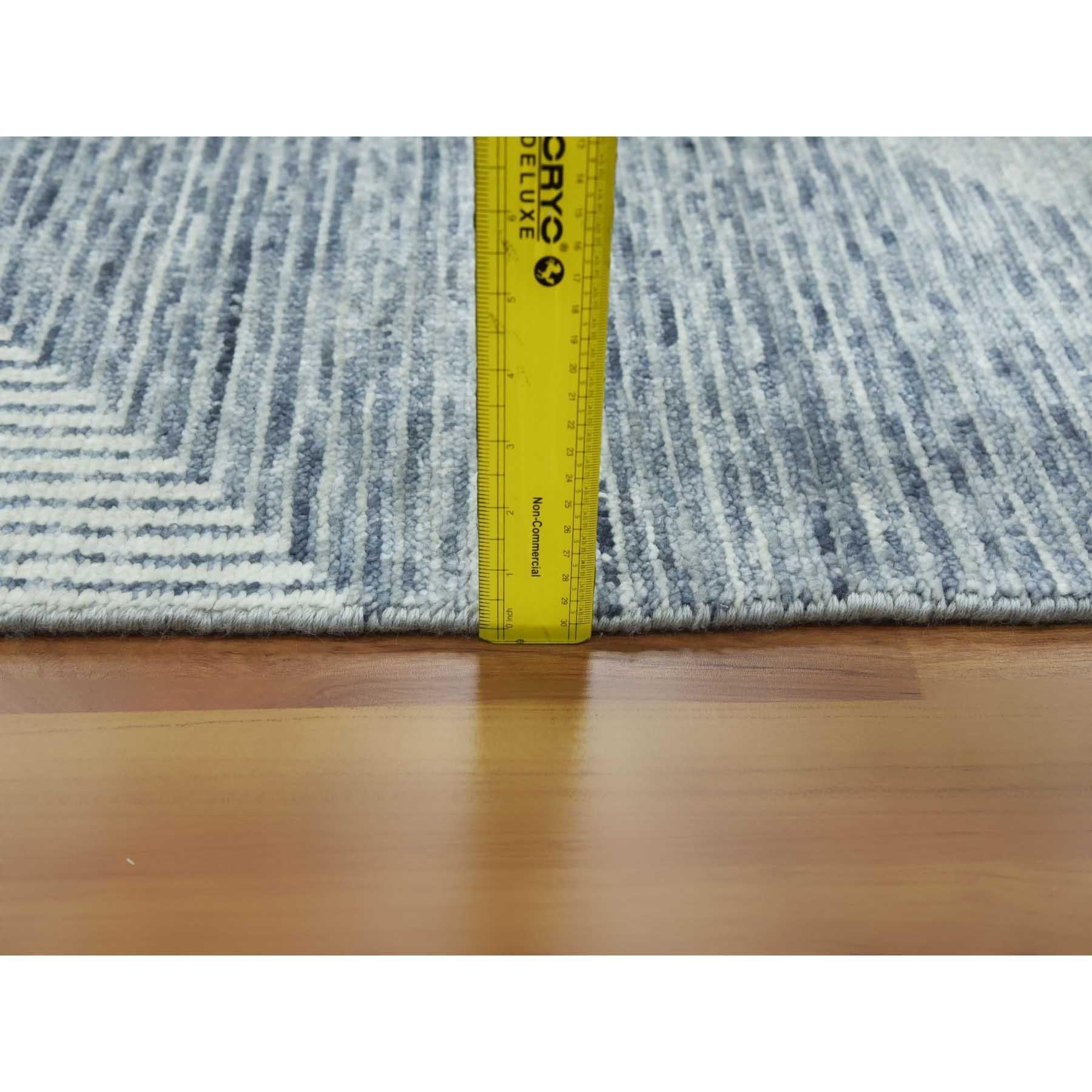 Gris Laine douce nouée à la main Géométrique Art Deco Collection Rug 9'1