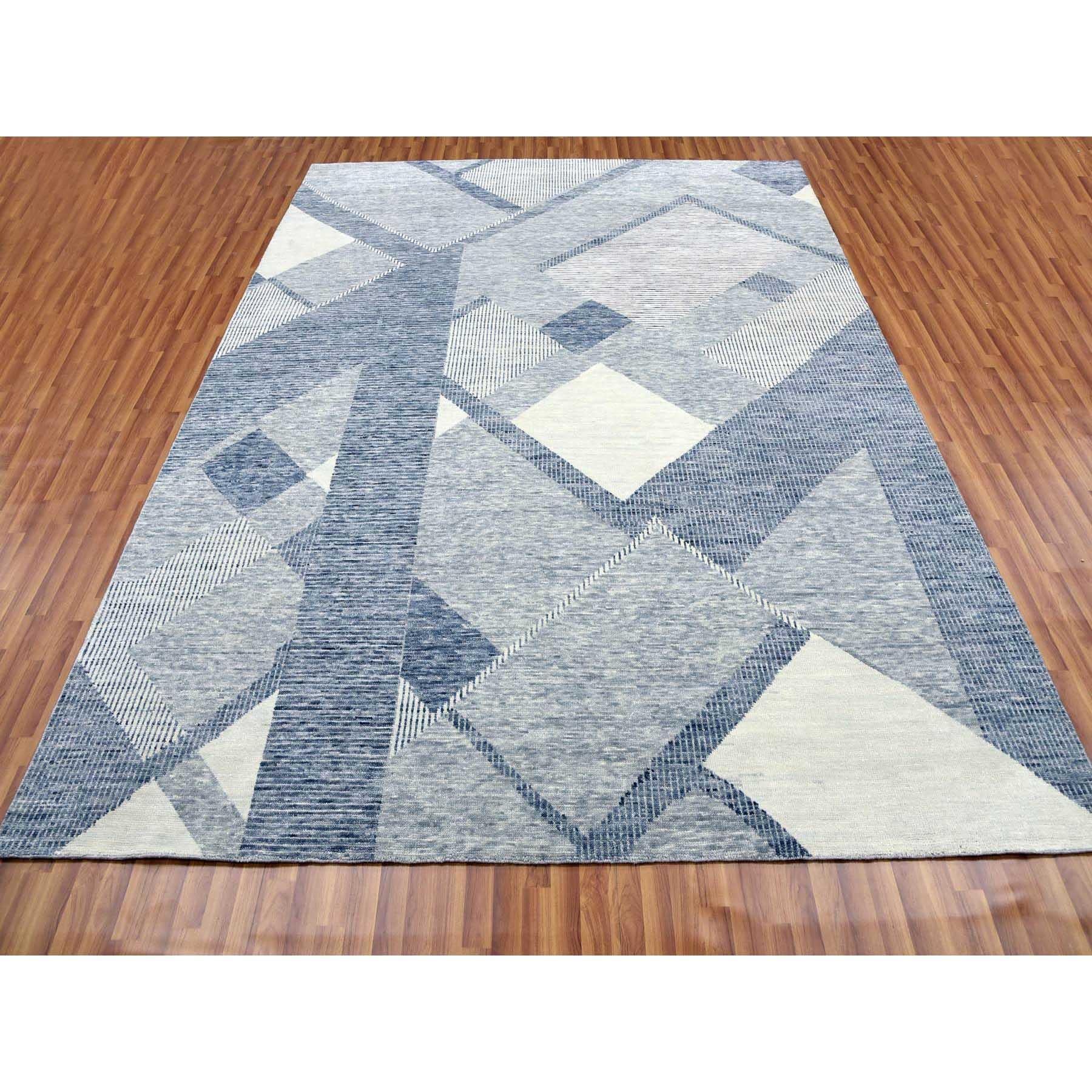 Art déco Gris Laine douce nouée à la main Géométrique Art Deco Collection Rug 9'1