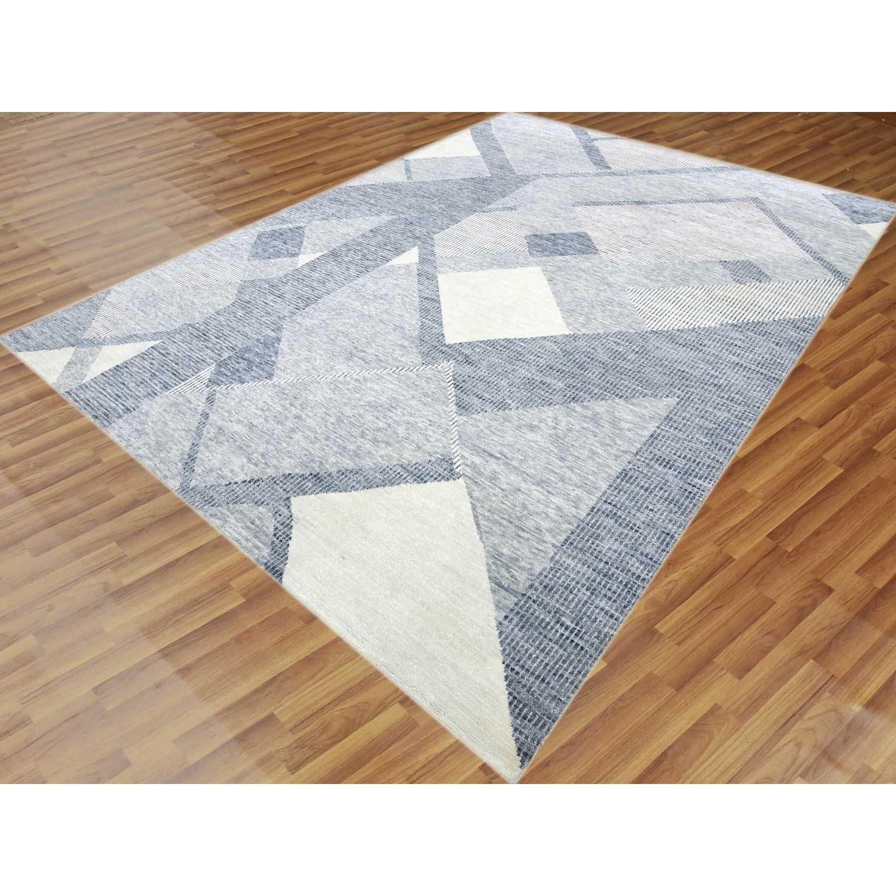 Indien Gris Laine douce nouée à la main Géométrique Art Deco Collection Rug 9'1