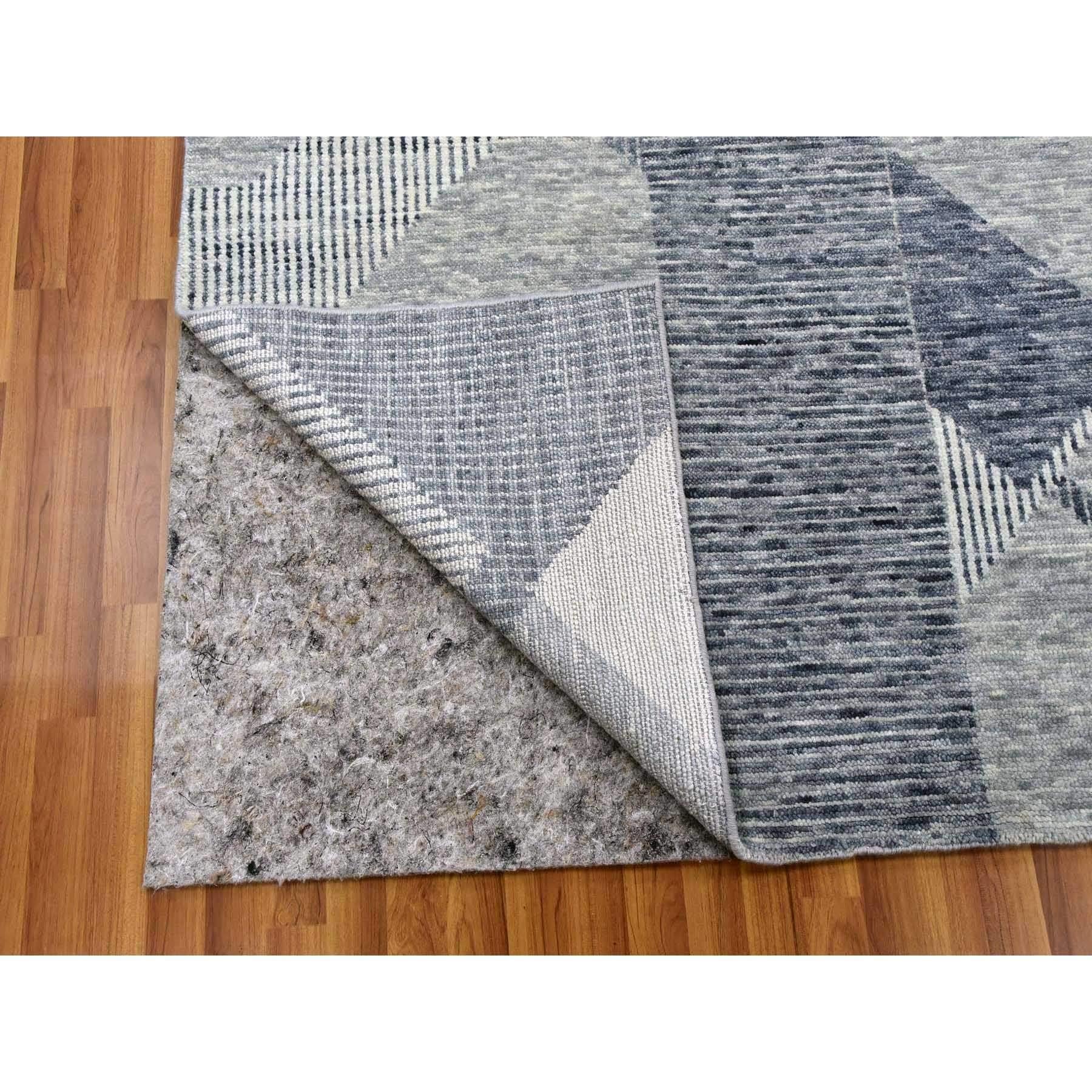 Noué à la main Gris Laine douce nouée à la main Géométrique Art Deco Collection Rug 9'1