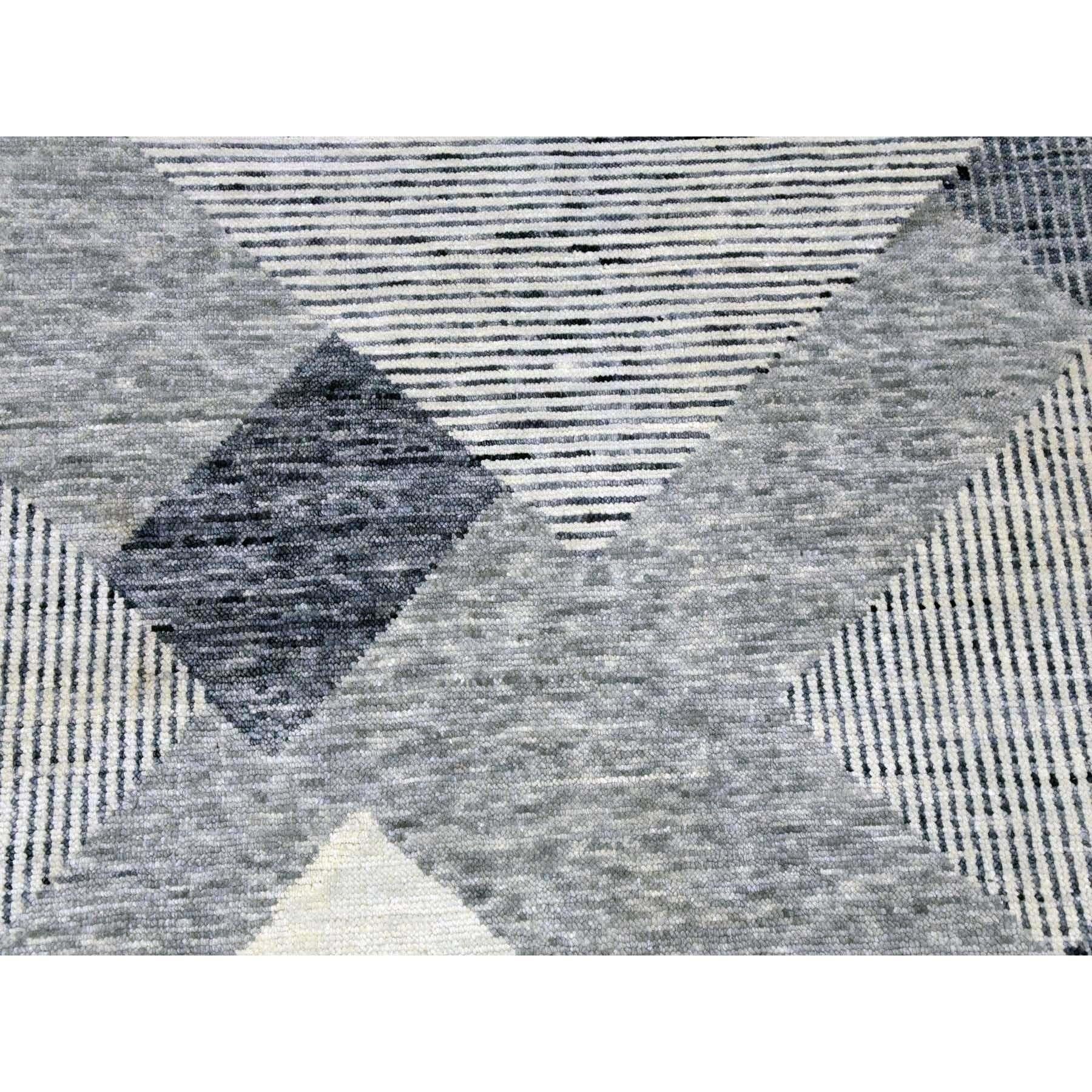 Gris Laine douce nouée à la main Géométrique Art Deco Collection Rug 9'1