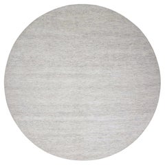 Tapis oriental rond en laine douce grise nouée à la main Modernity Design Grass ton sur ton