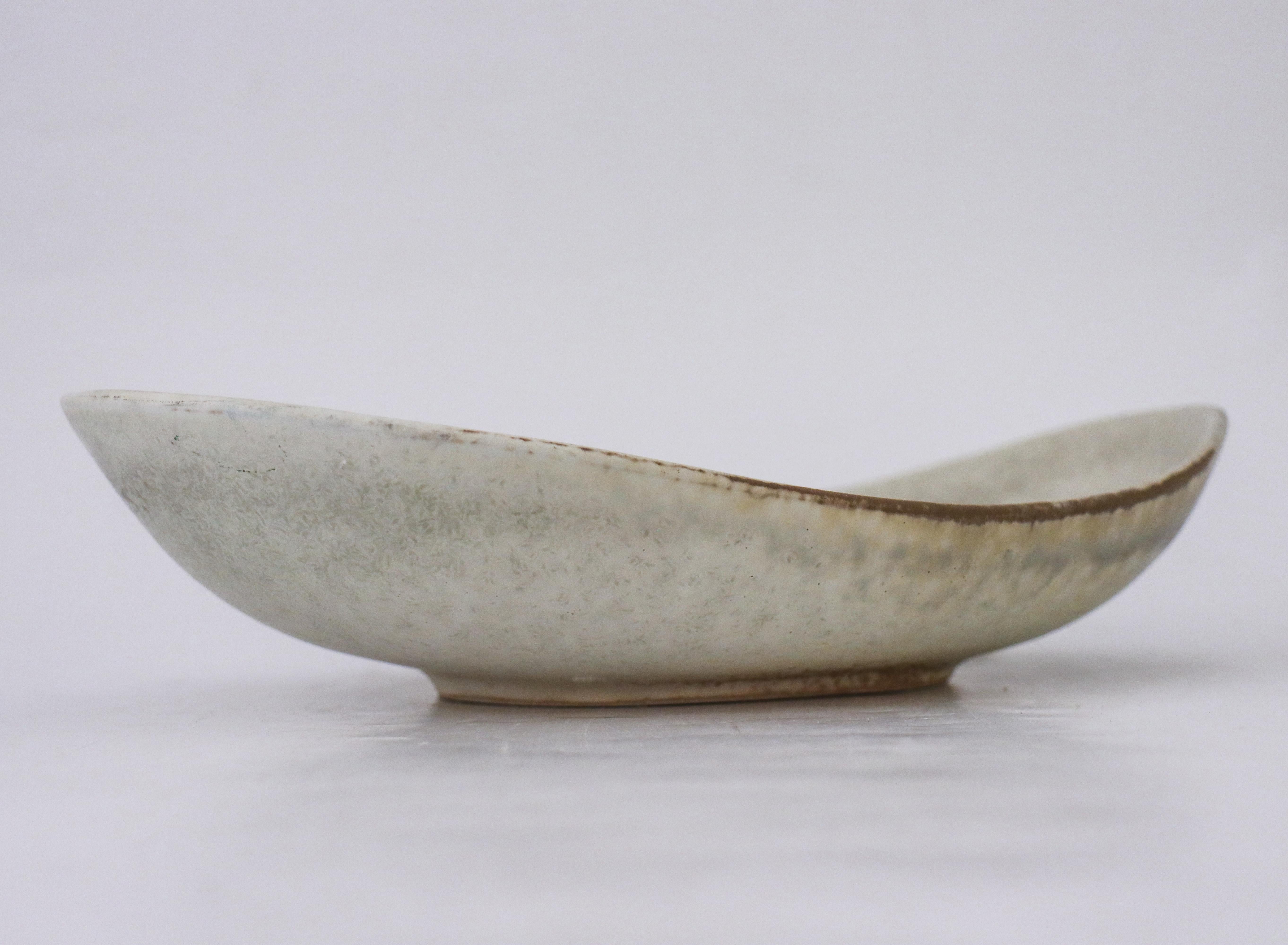 Glazed Gray Speckled Ceramic Bowl - Carl-Harry Stålhane - Rörstrand For Sale