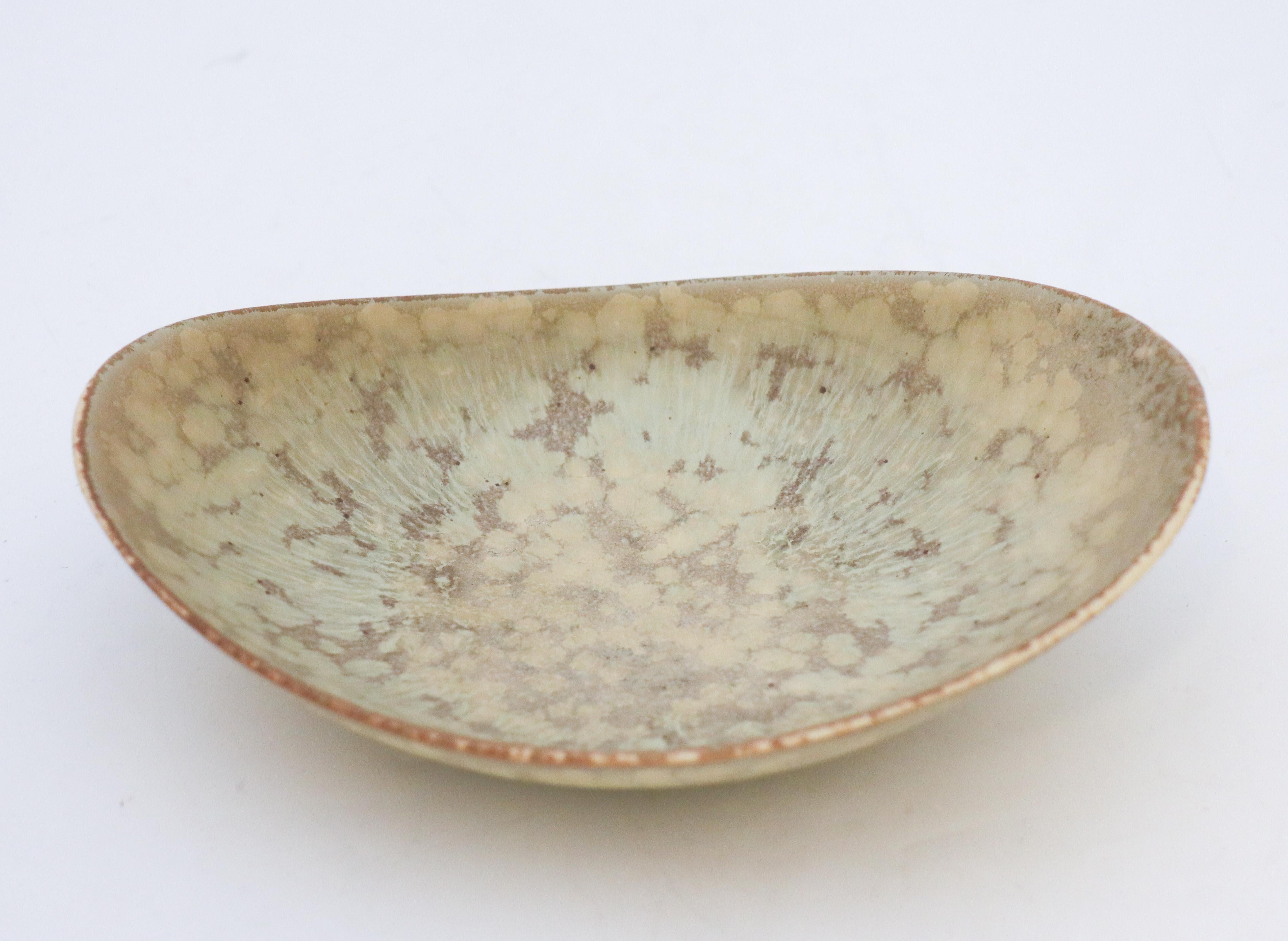 Glazed Gray Speckled Ceramic Bowl Carl-Harry Stålhane, Rörstrand, Vintage Mid Century