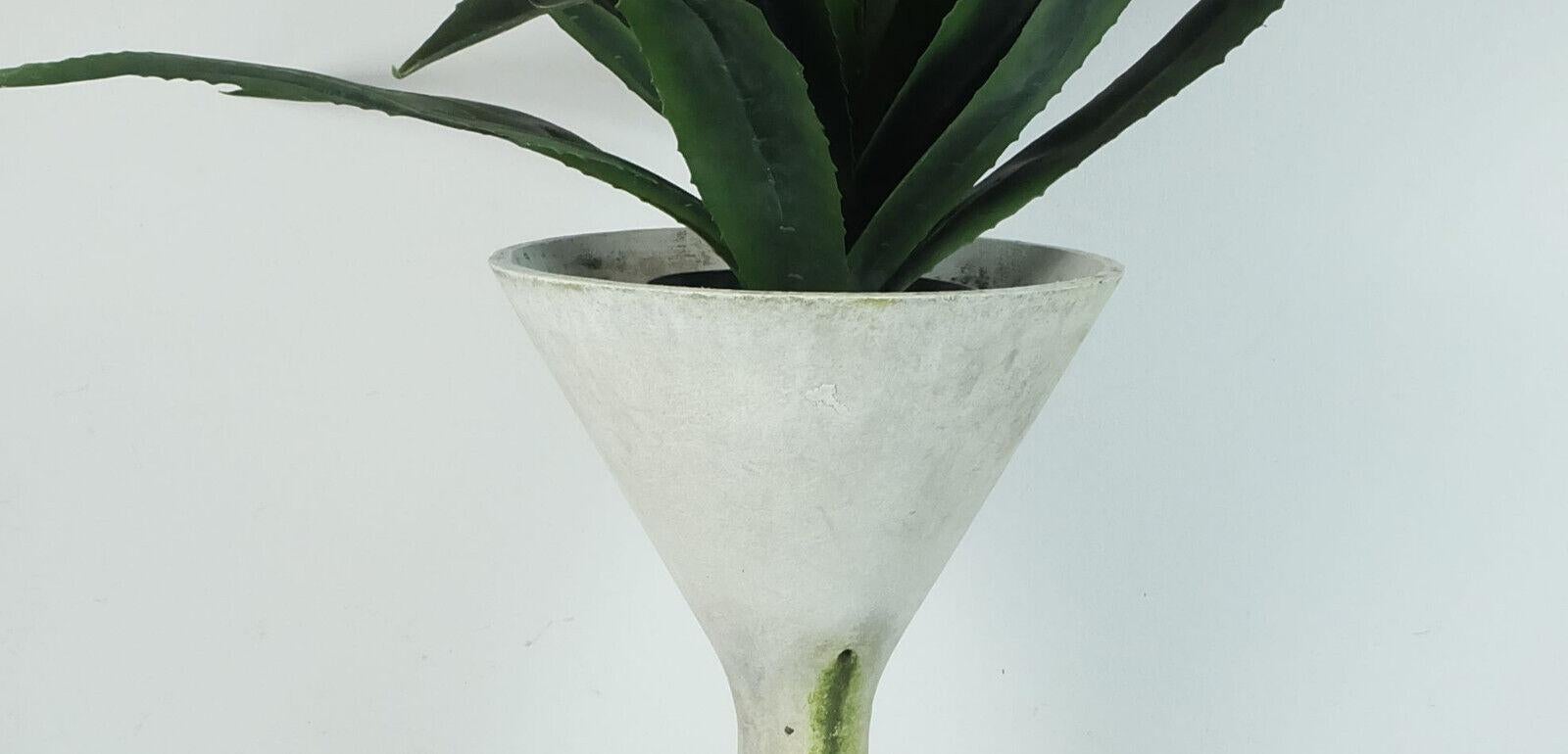 Swiss gray spindel PLANT POT mid century architectural planter willy guhl 1950s For Sale