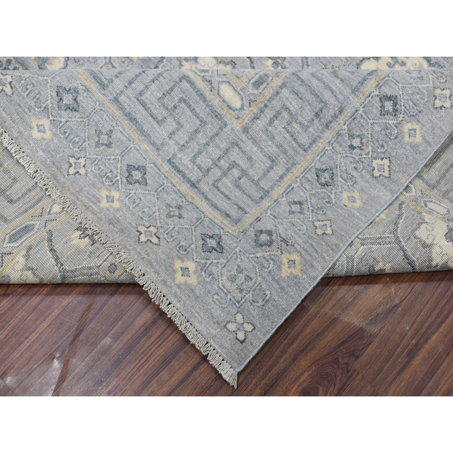 Handgeknüpfter orientalischer Teppich aus reiner Wolle mit grauem Stein gewaschenem Peshawar-Stein 8'10