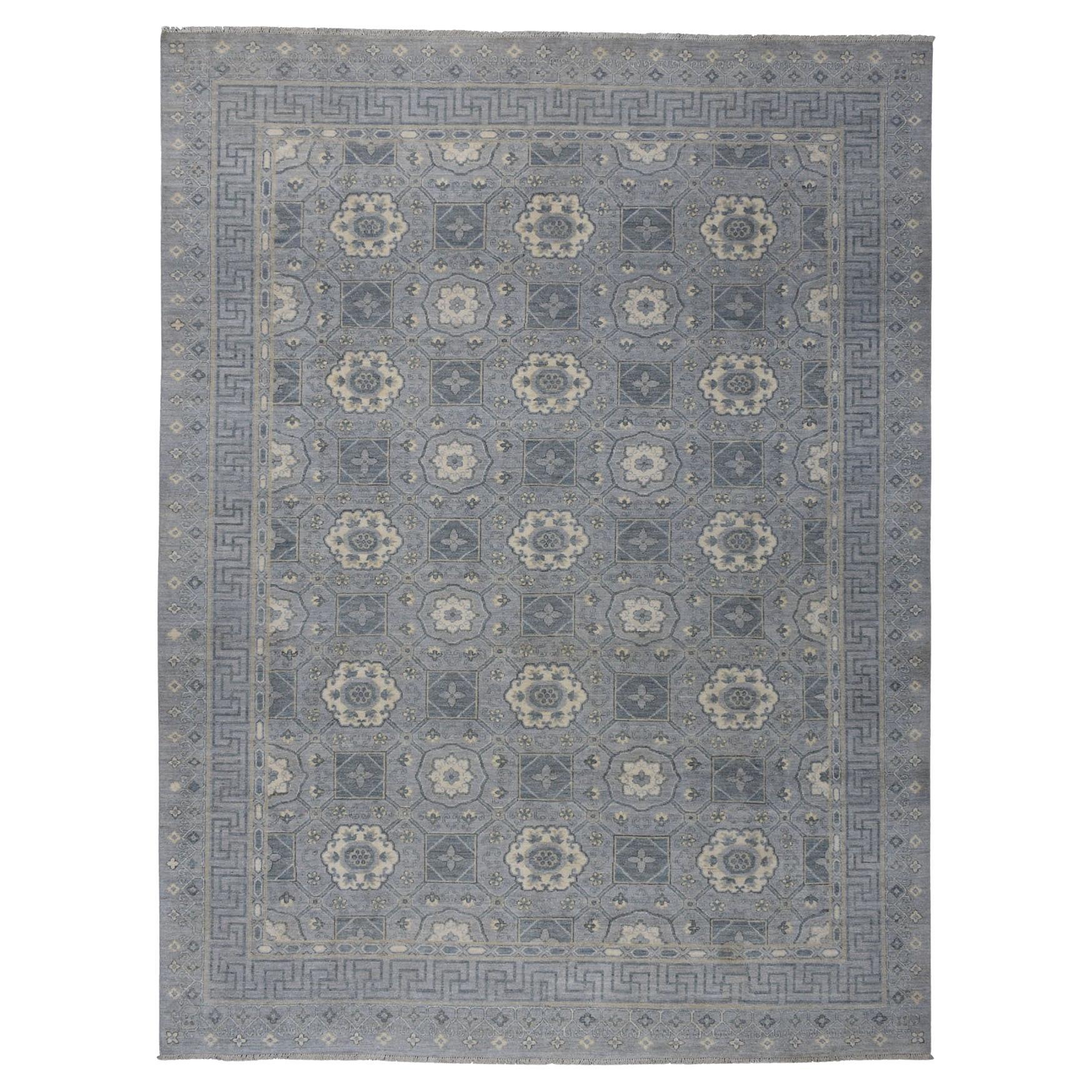 Alfombra Oriental Lavada a Mano de Pura Lana Peshawar Gris Stone 8'10" x 11'8