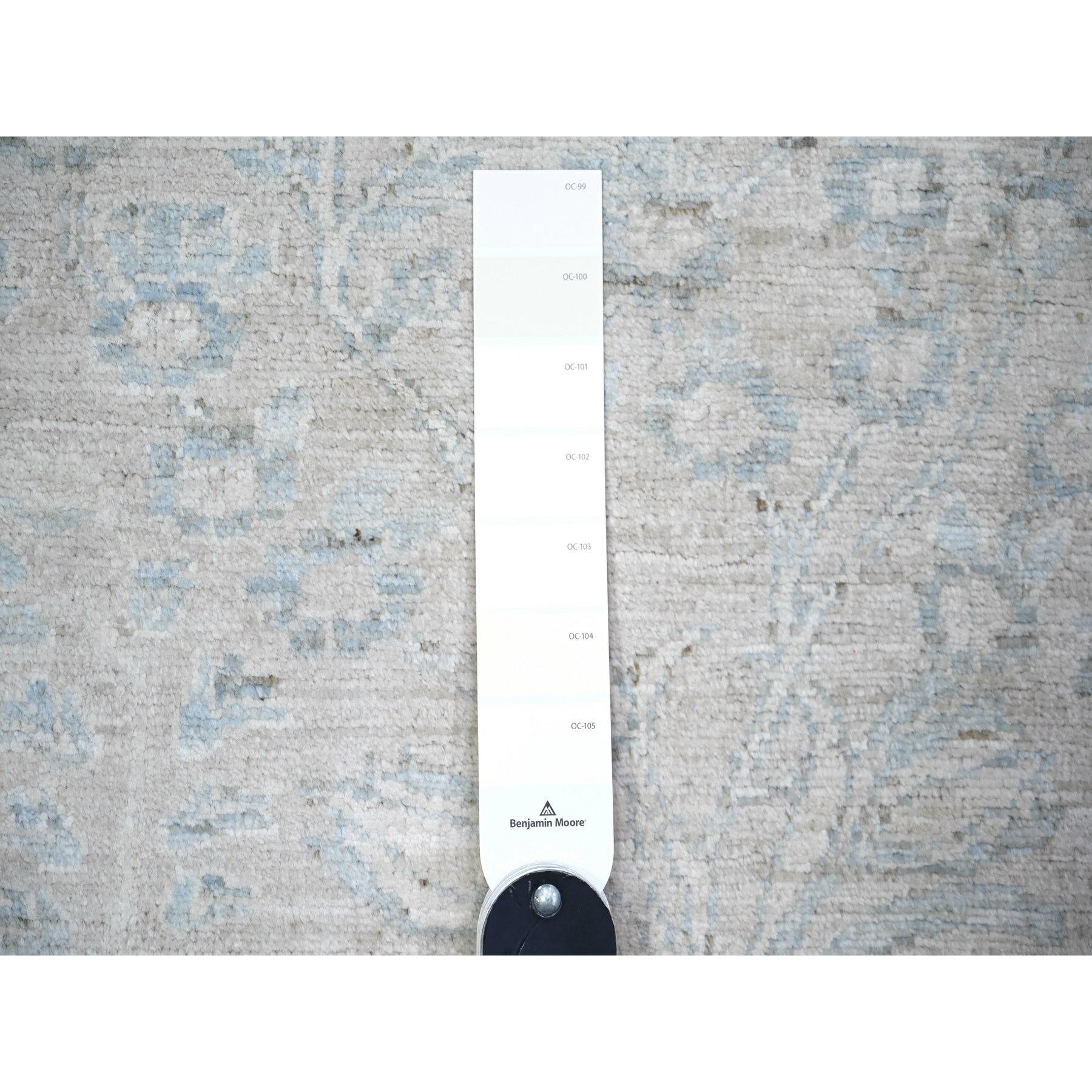 Handgeknüpfter orientalischer Teppich aus reiner Wolle mit grauem Stein gewaschenem Peshawar-Stein 8'7