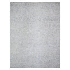 Gray Stone Washed Peshawar Pure Wool Hand Knotted Oriental Rug 8'7" x 11'5"