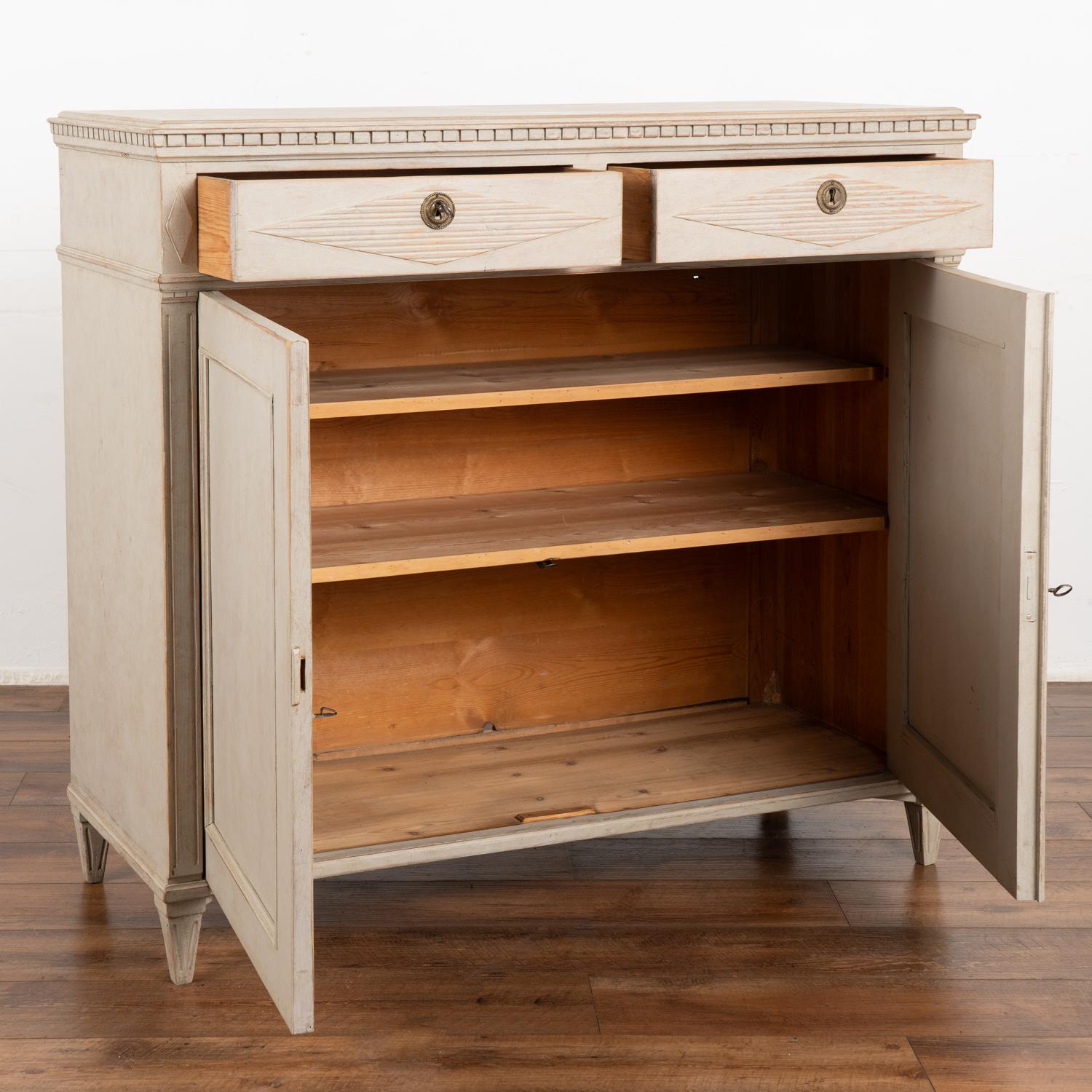 Gray Swedish Gustavian Sideboard Buffet Cabinet, circa 1860-80 In Good Condition In Round Top, TX