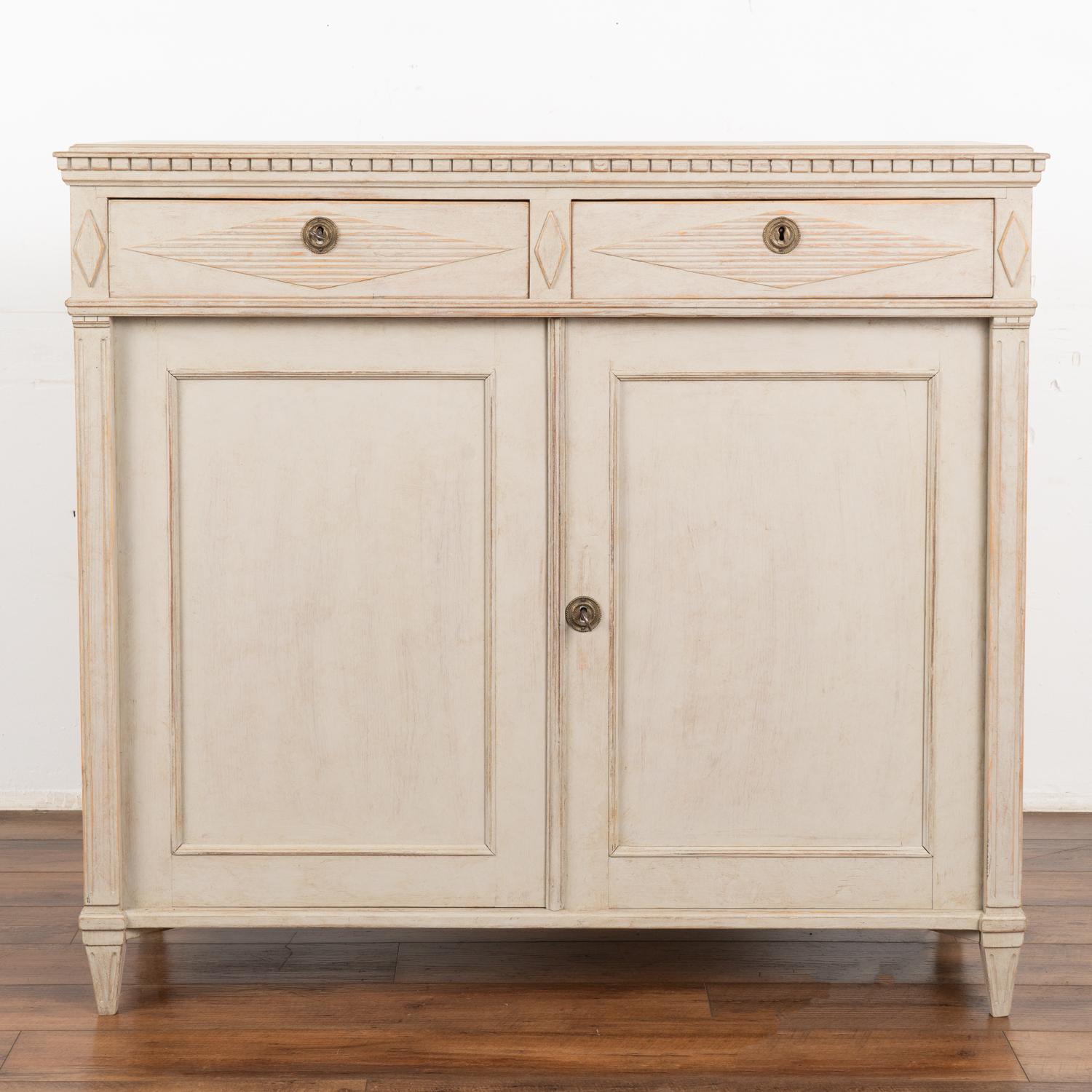 19th Century Gray Swedish Gustavian Sideboard Buffet Cabinet, circa 1860-80