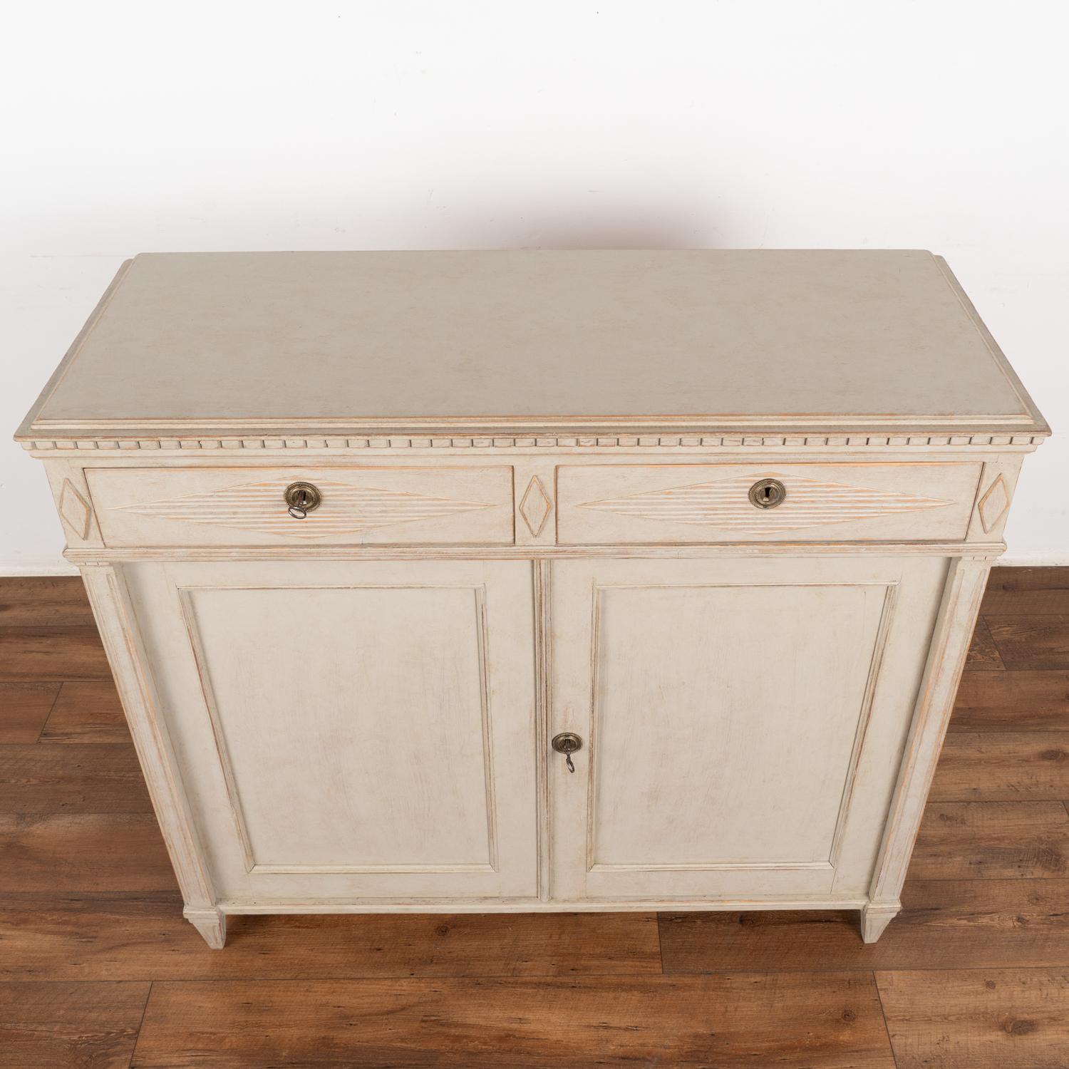 Pine Gray Swedish Gustavian Sideboard Buffet Cabinet, circa 1860-80