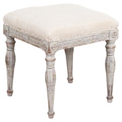 Gray Swedish Gustavian Stool, circa 1900