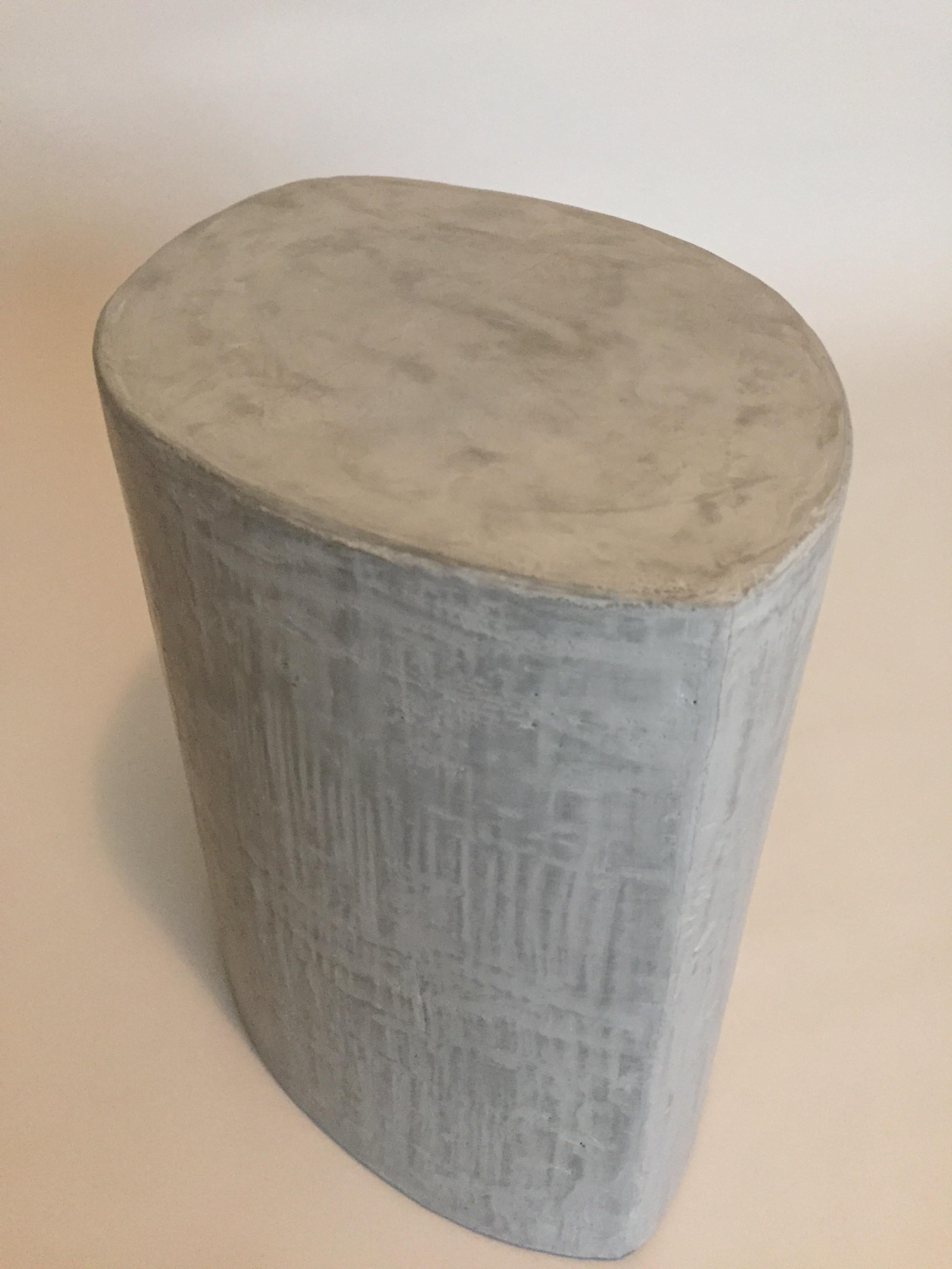Modern Gray Textured Concrete and Plaster Side Table, Seat For Sale