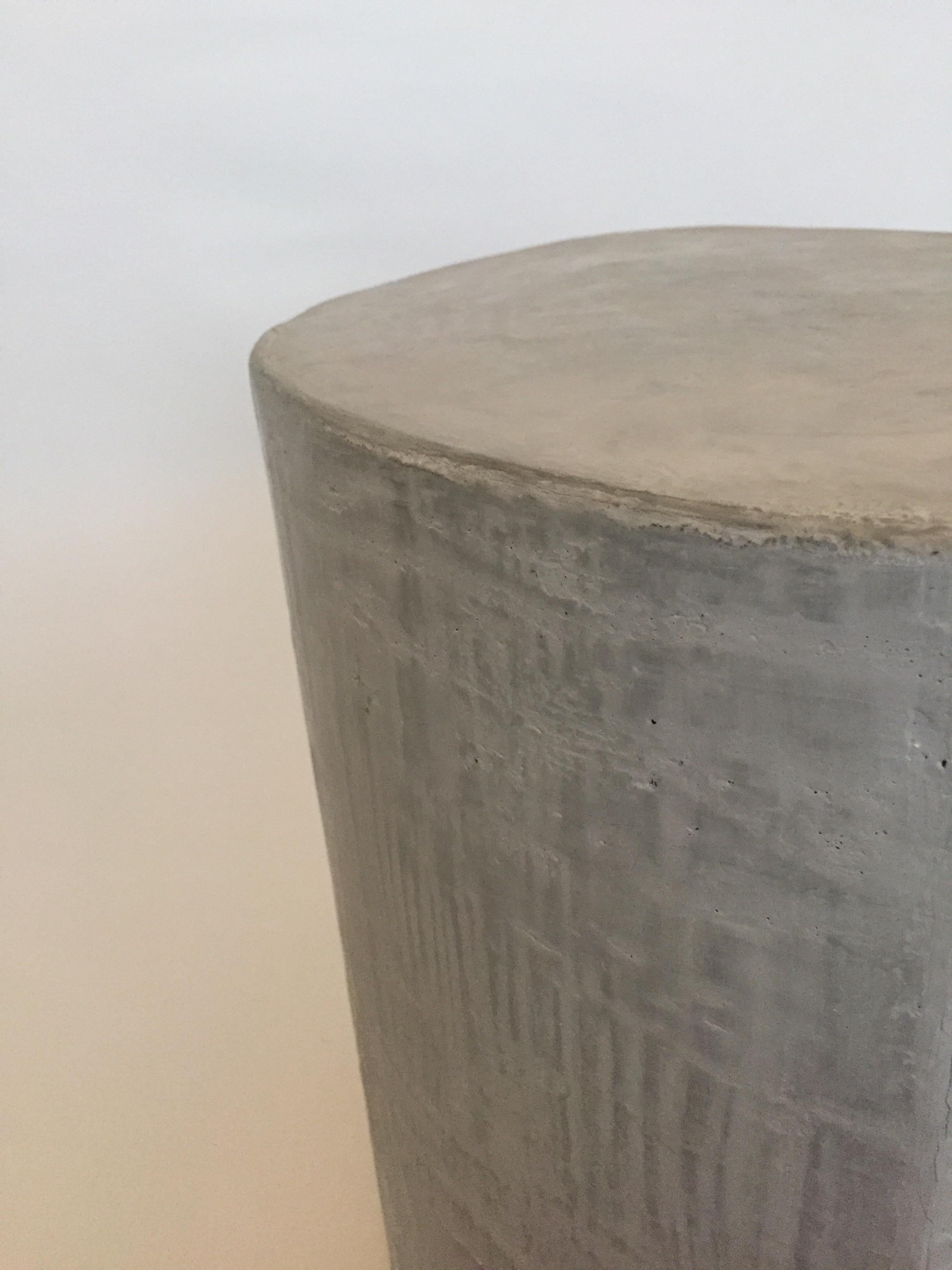 American Gray Textured Concrete and Plaster Side Table, Seat For Sale