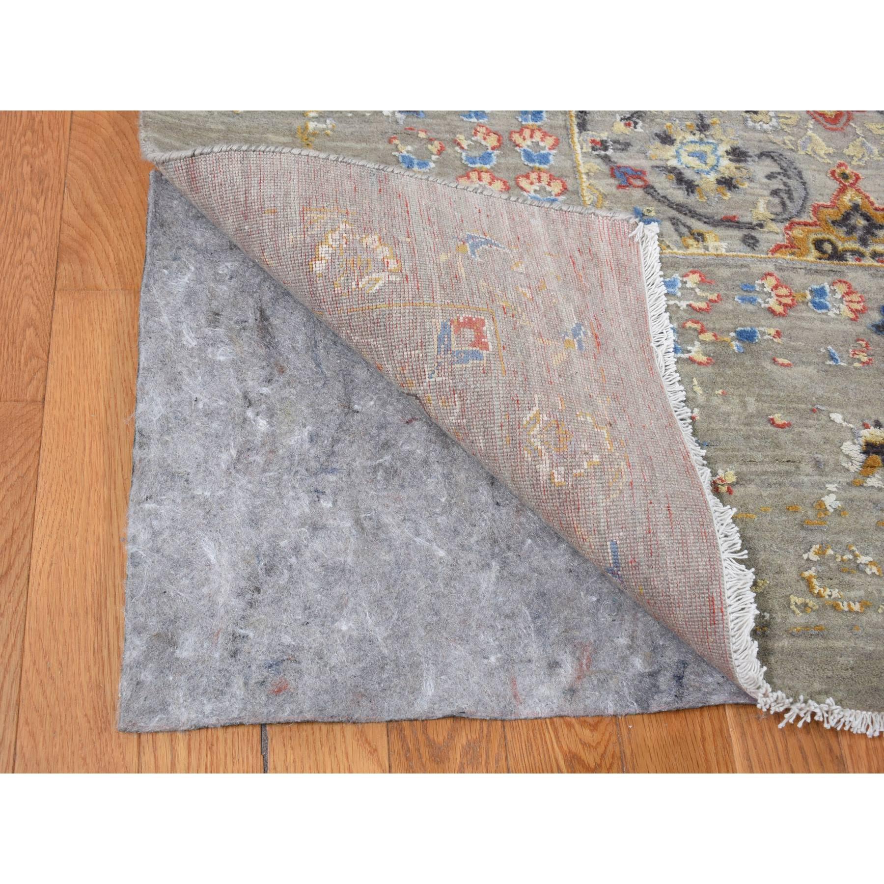 Indiano Grigio THE SUNSET ROSETTES Tappeto annodato a mano in lana e pura seta 12'0