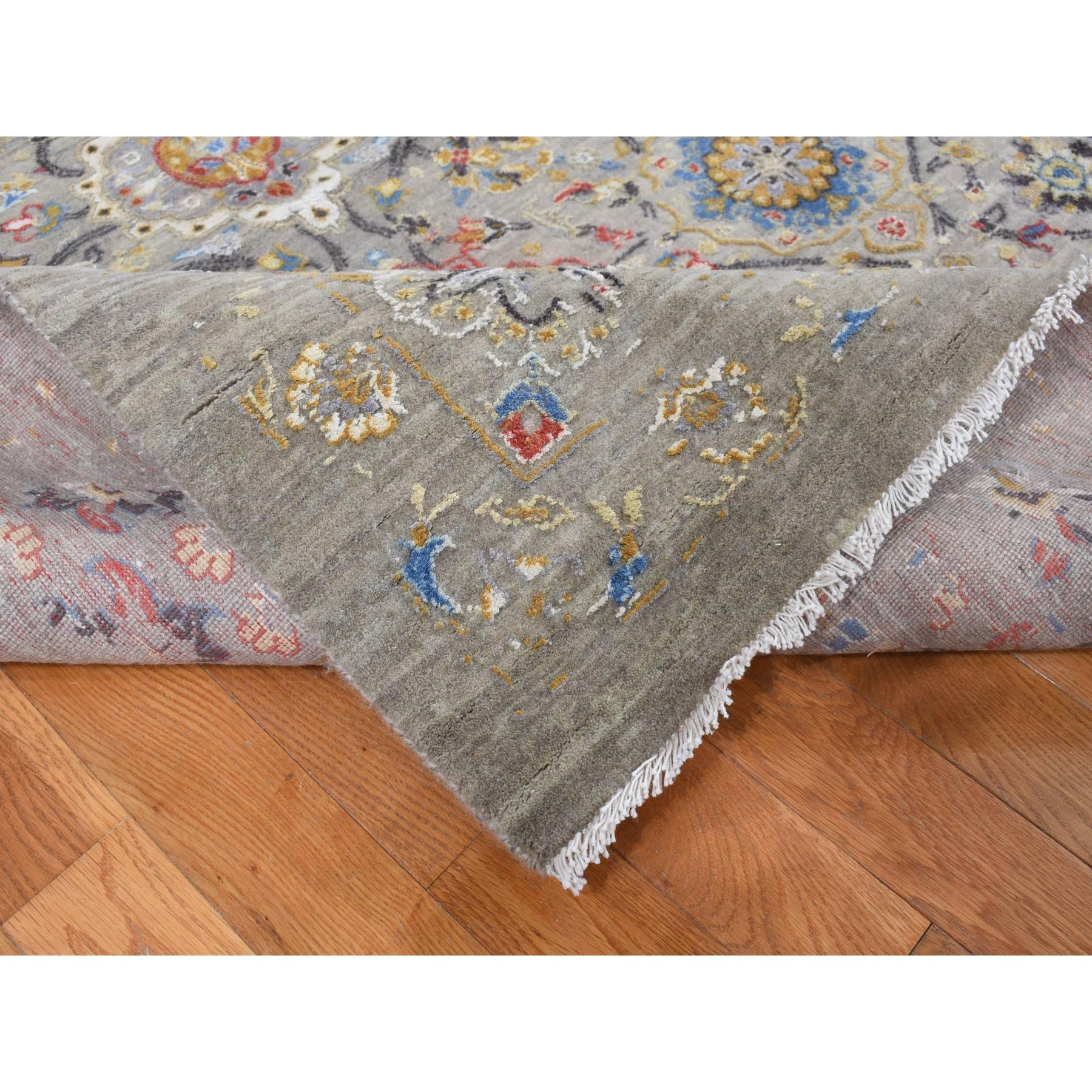 Annodato a mano Grigio THE SUNSET ROSETTES Tappeto annodato a mano in lana e pura seta 12'0