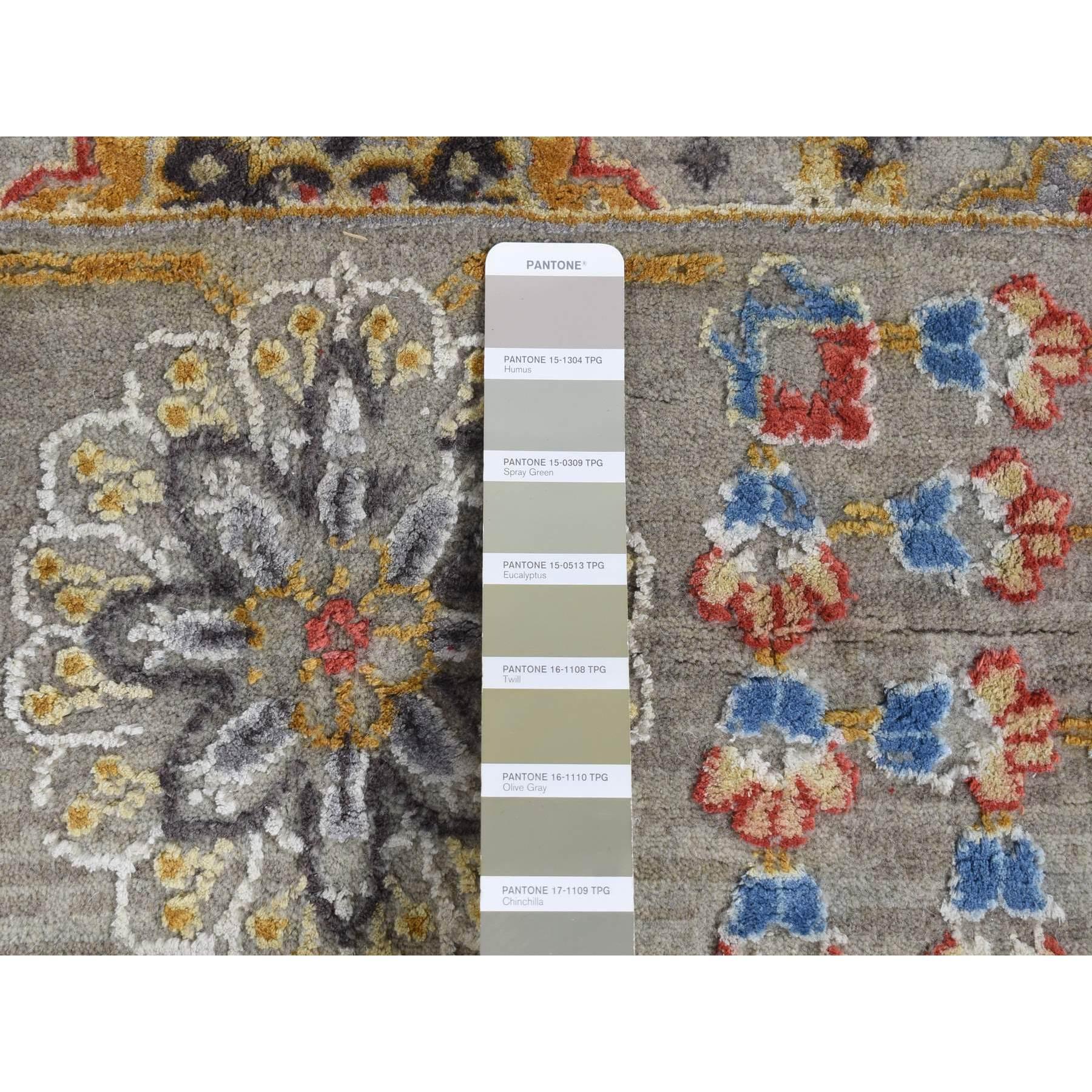XXI secolo e contemporaneo Grigio THE SUNSET ROSETTES Tappeto annodato a mano in lana e pura seta 12'0