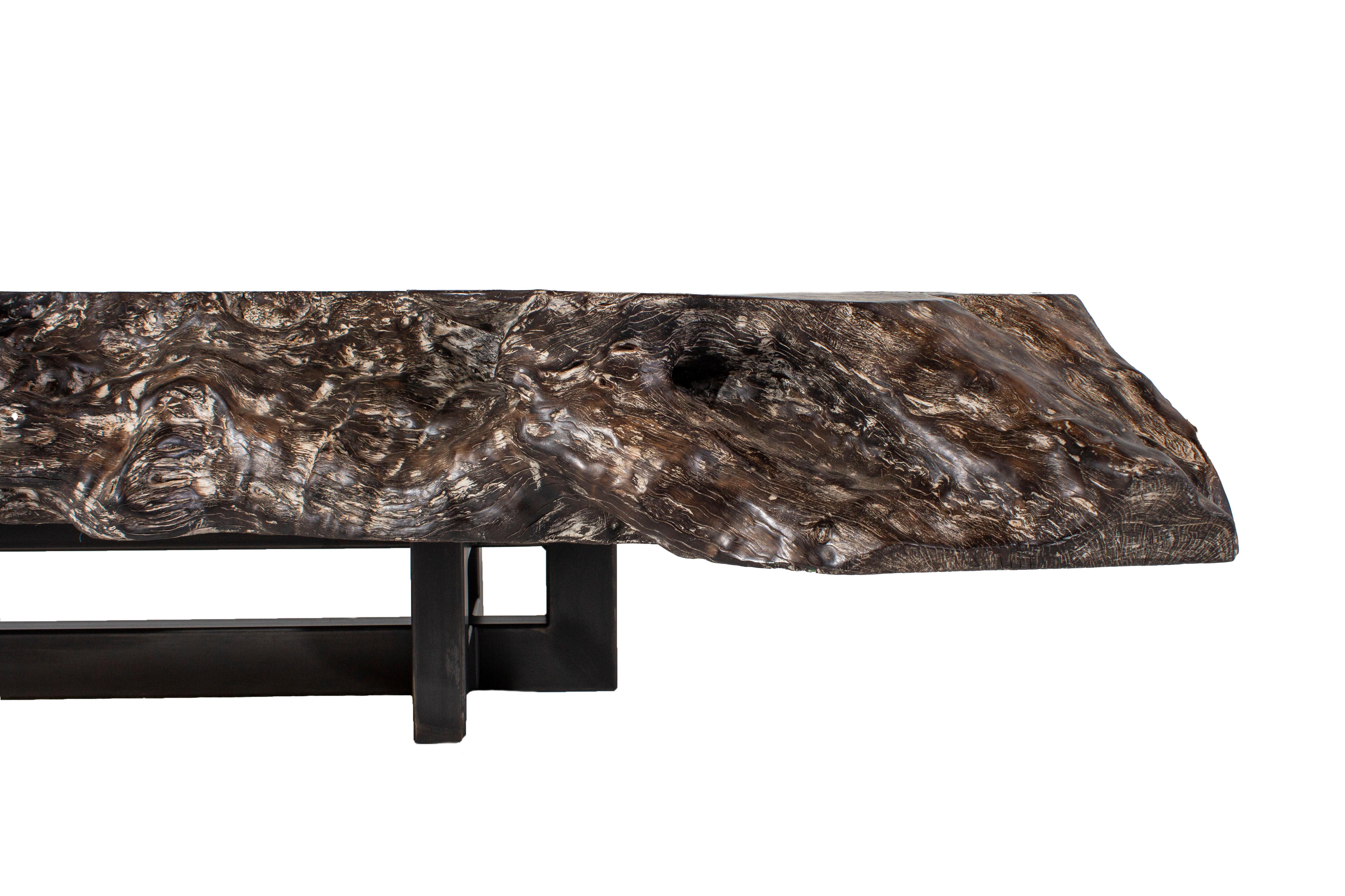 Organic Modern Gray Toned Bleached Organic Form Lyche Wood Coffee Table