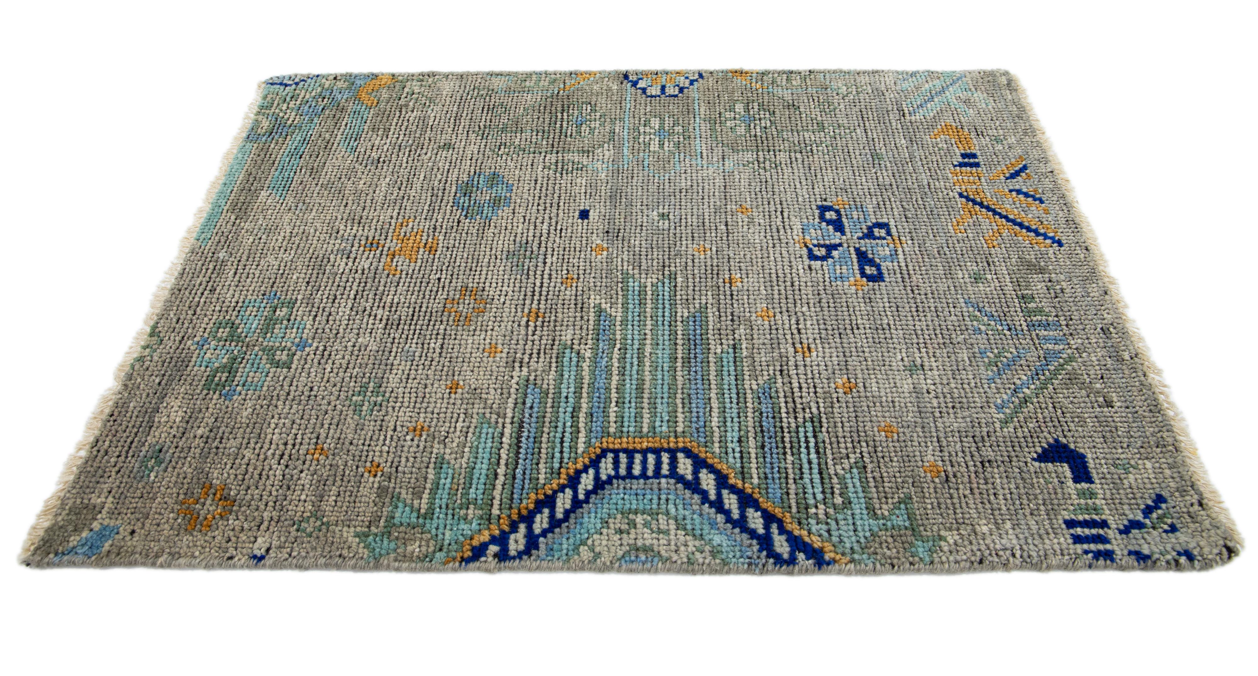 Apadana's Modern Khotan Style custom wool rug. Custom sizes and colors made-to-order. 

Material: Wool 
Techniques: Hand-Knotted
Style: Vintage Khotan
Lead time: Approx. 15-16 wks available 
Colors: As shown, other custom colors are available.