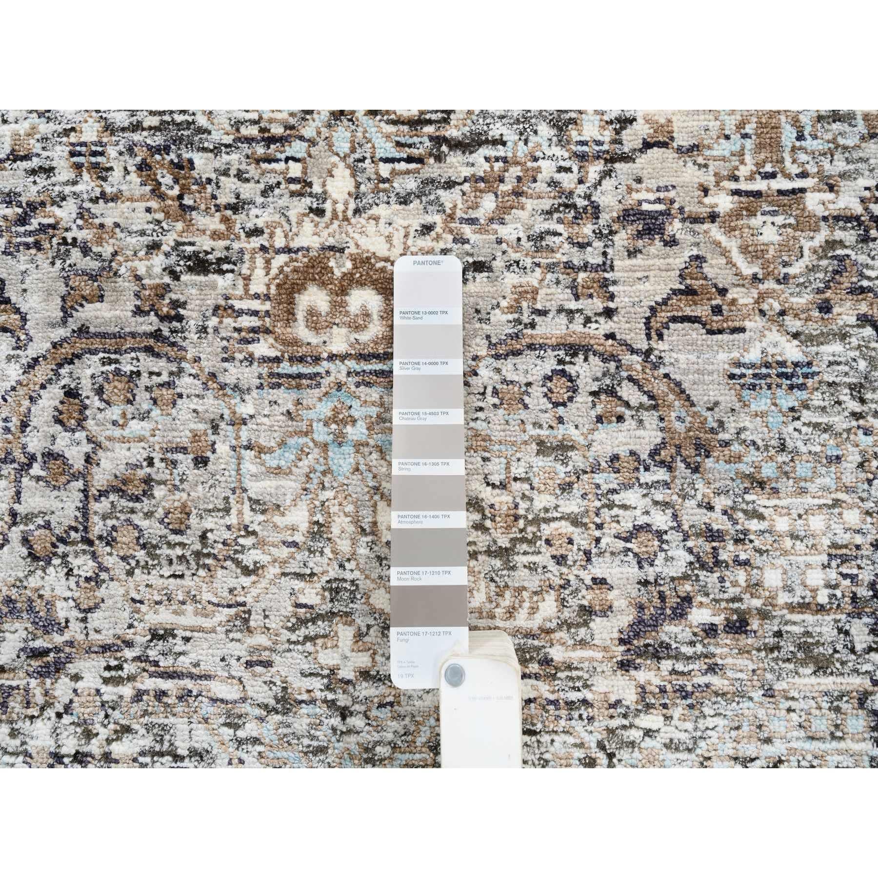 Indien Tapis de couloir transitionnel persan gris avec laine nouée à la main 2'7