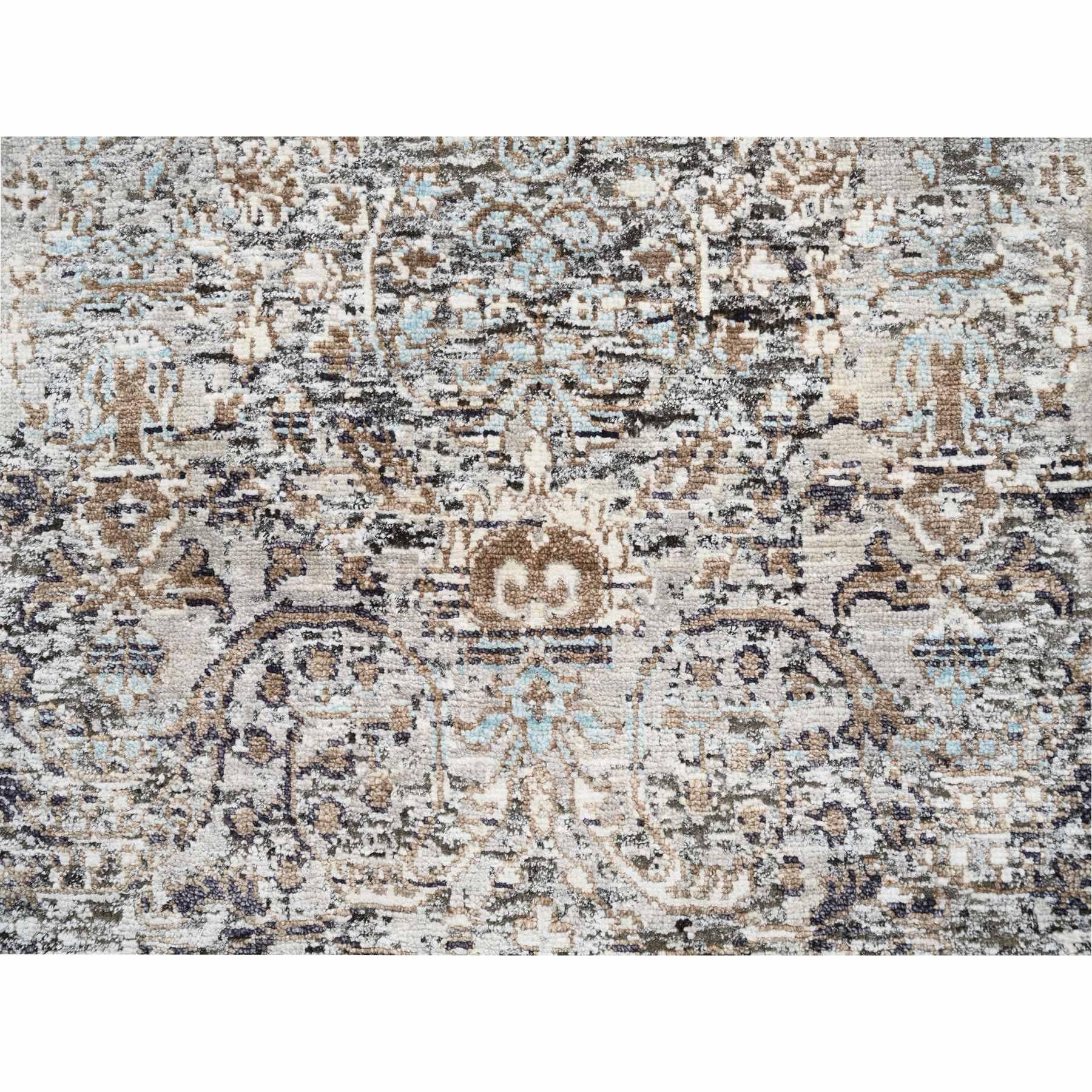 Noué à la main Tapis de couloir transitionnel persan gris avec laine nouée à la main 2'7