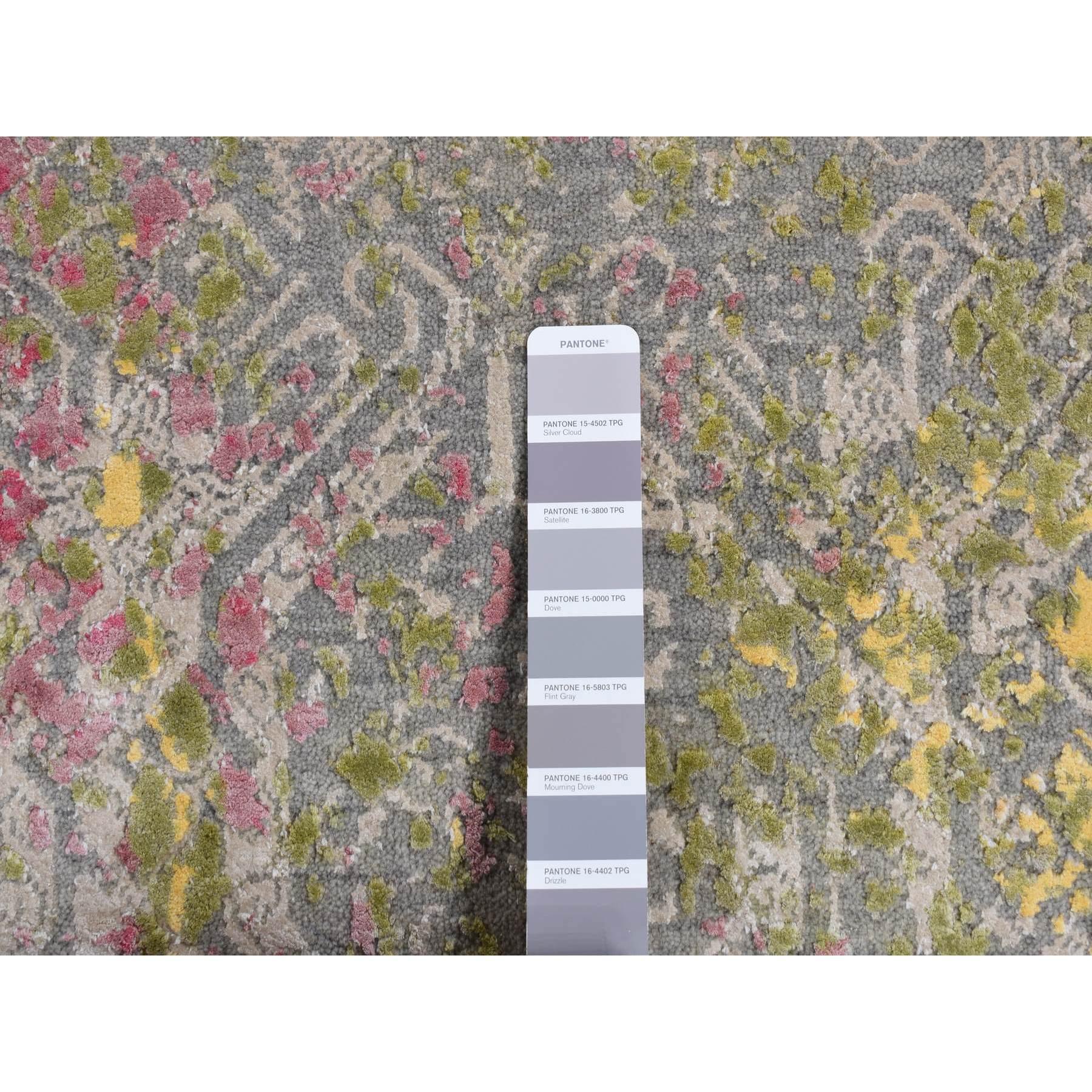 Alfombra anudada a mano de lana y seda pura TRELLIS IN THE SPRING Gris 8'0