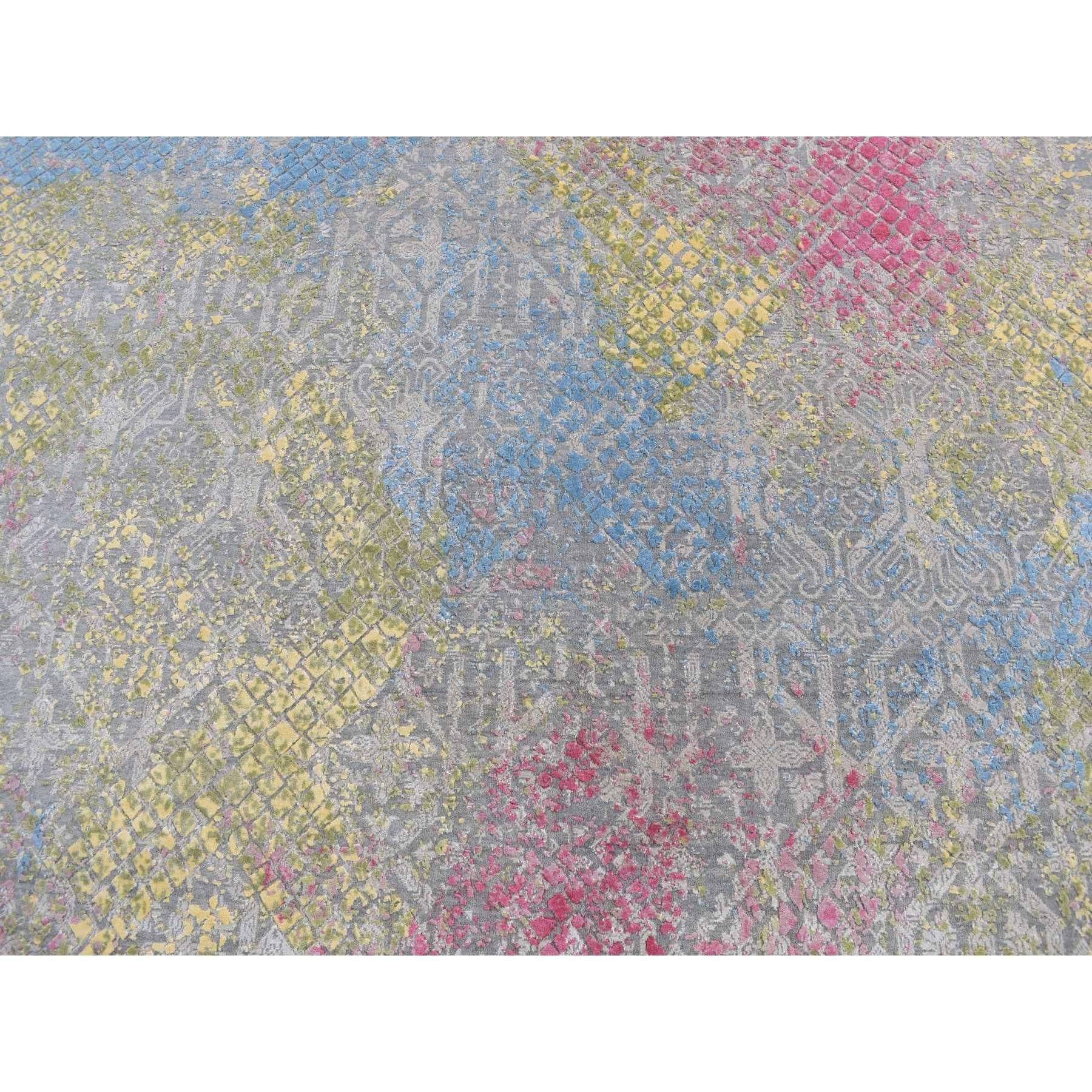 Alfombra anudada a mano de lana y seda pura TRELLIS IN THE SPRING Gris 8'0