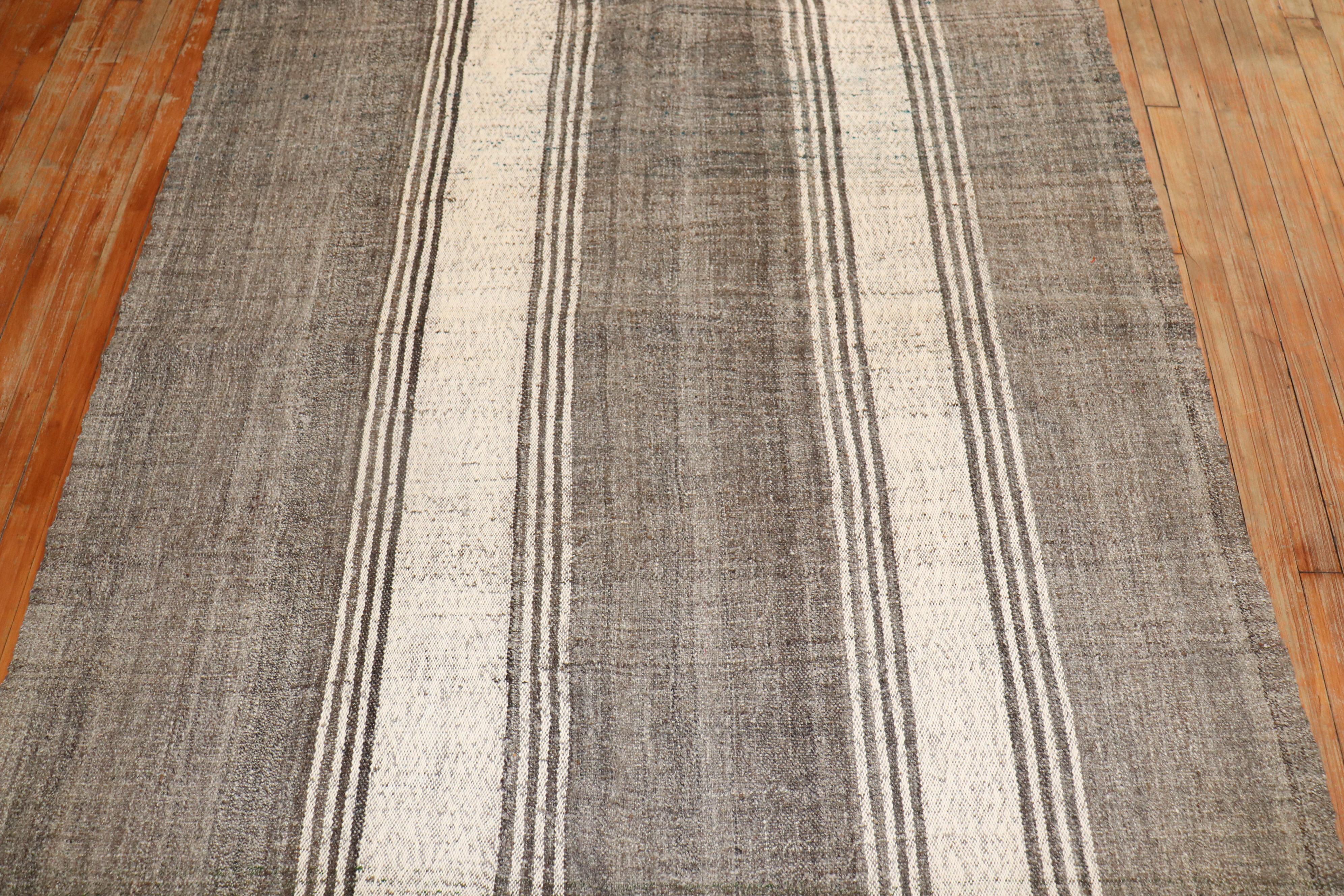 Annodato a mano Kilim turco grigio