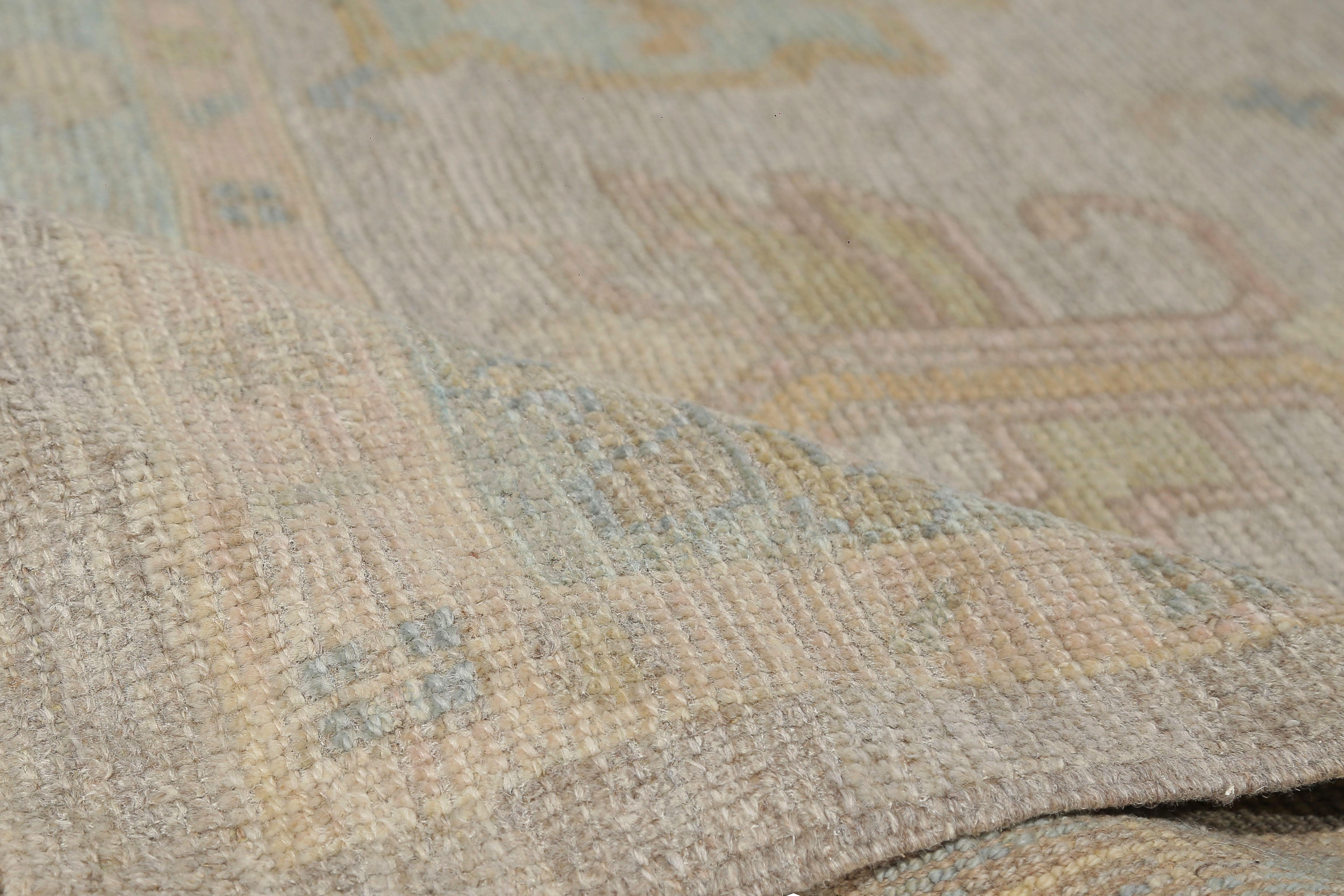 Hand-Woven Gray Turkish Oushak with Muted Pastels For Sale