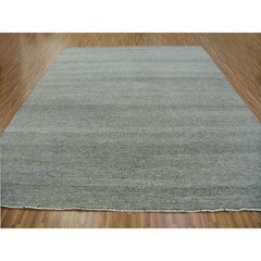 Gray Undyed Natural Wool Hand Knotted Grass Design Square Oriental Rug 12' x 12'