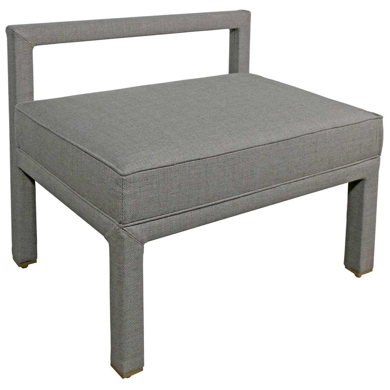Gray Upholstered Vanity Chair For Sale
