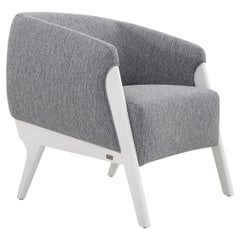 Sessel mit grauer Polsterung und weißer matter Oberfläche, weicher Komfort - Kollektion Abra