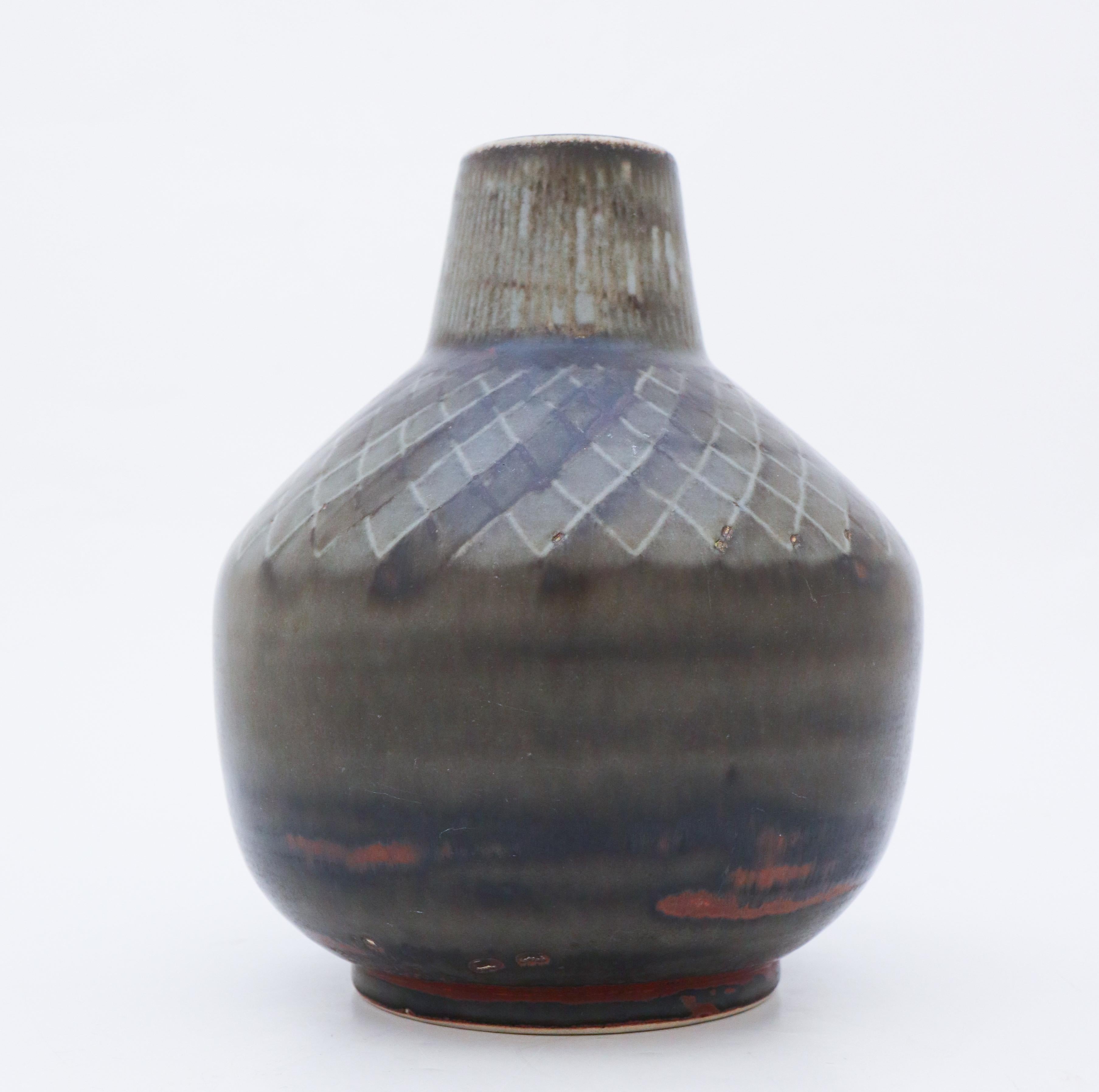Scandinavian Modern Gray Vase, Carl-Harry Stålhane, Rörstrand Atelier 1950s, Stoneware