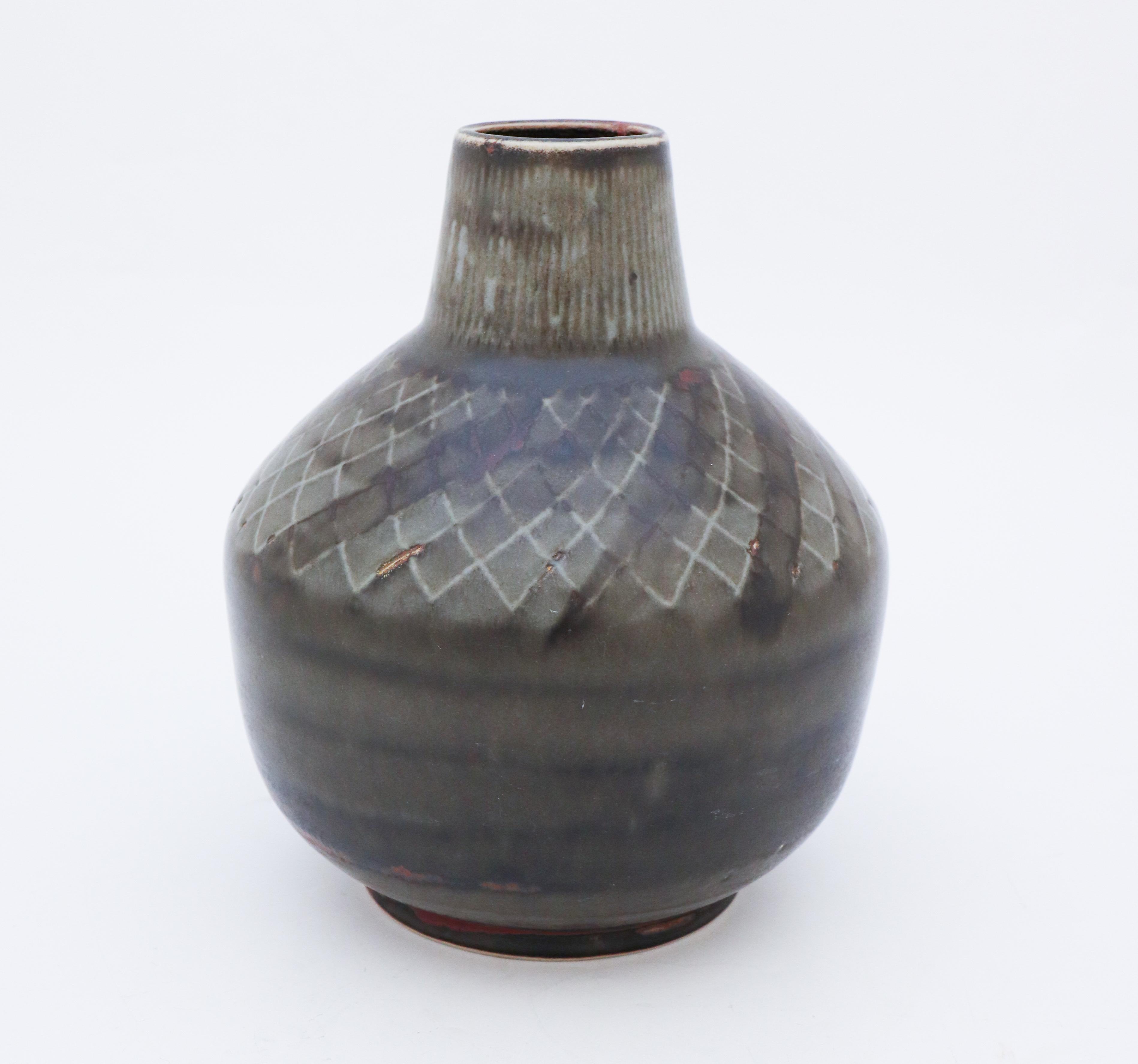 Swedish Gray Vase, Carl-Harry Stålhane, Rörstrand Atelier 1950s, Stoneware
