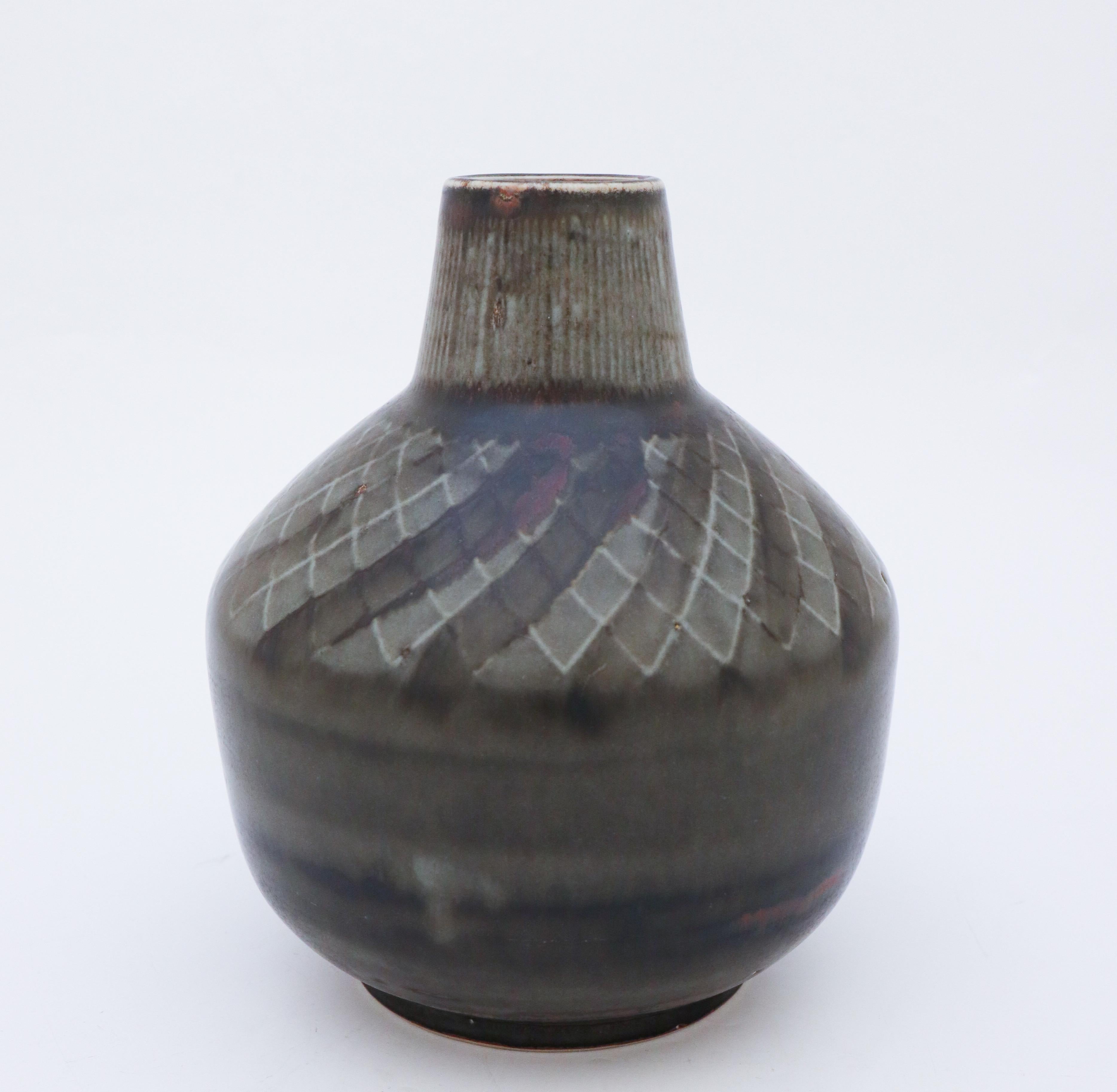 Gray Vase, Carl-Harry Stålhane, Rörstrand Atelier 1950s, Stoneware In Good Condition In Stockholm, SE