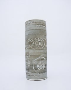Rörstrand Sarek Vase, Tall Cylindrical Form with Incised Geometric Design
