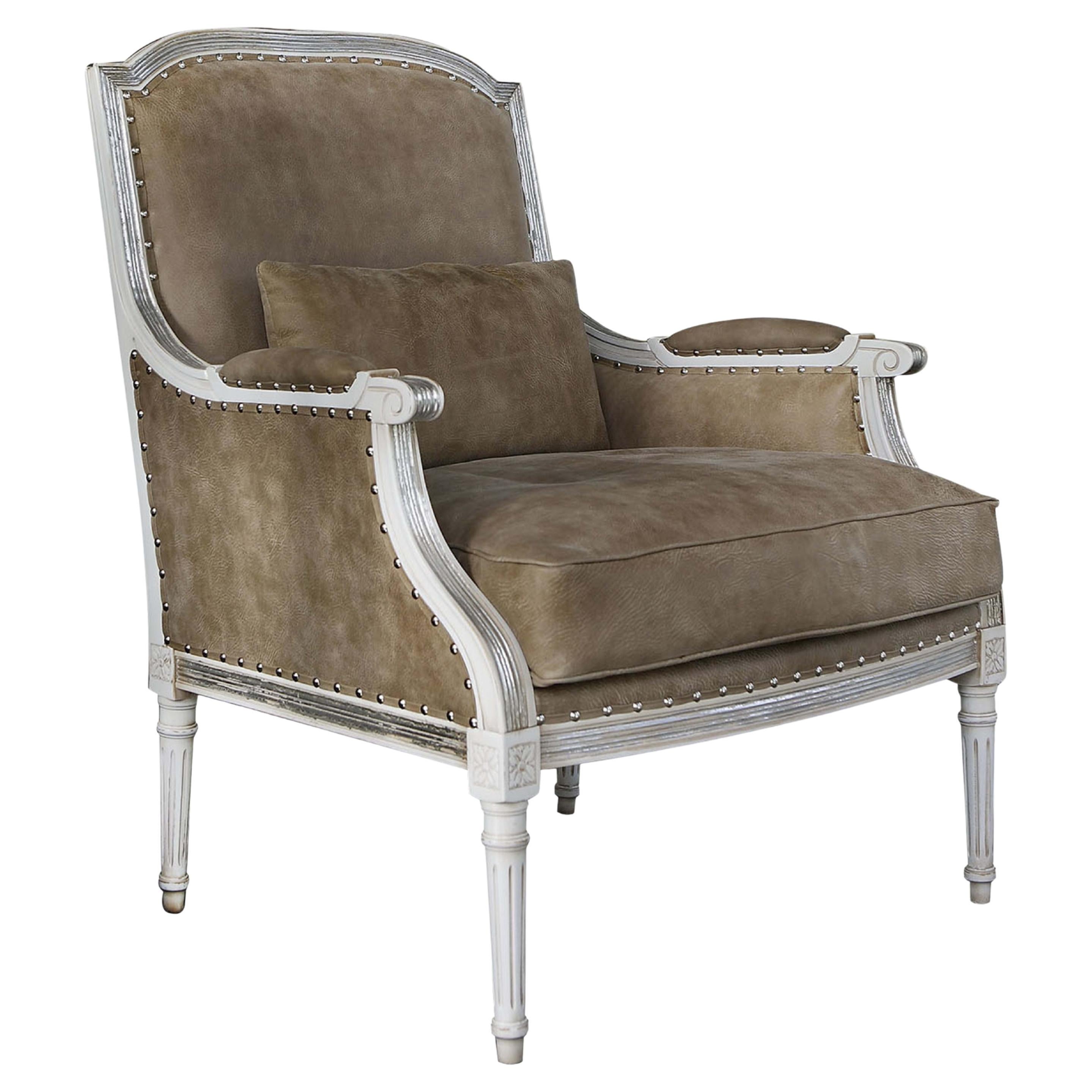 Gray Velvet Armchair For Sale