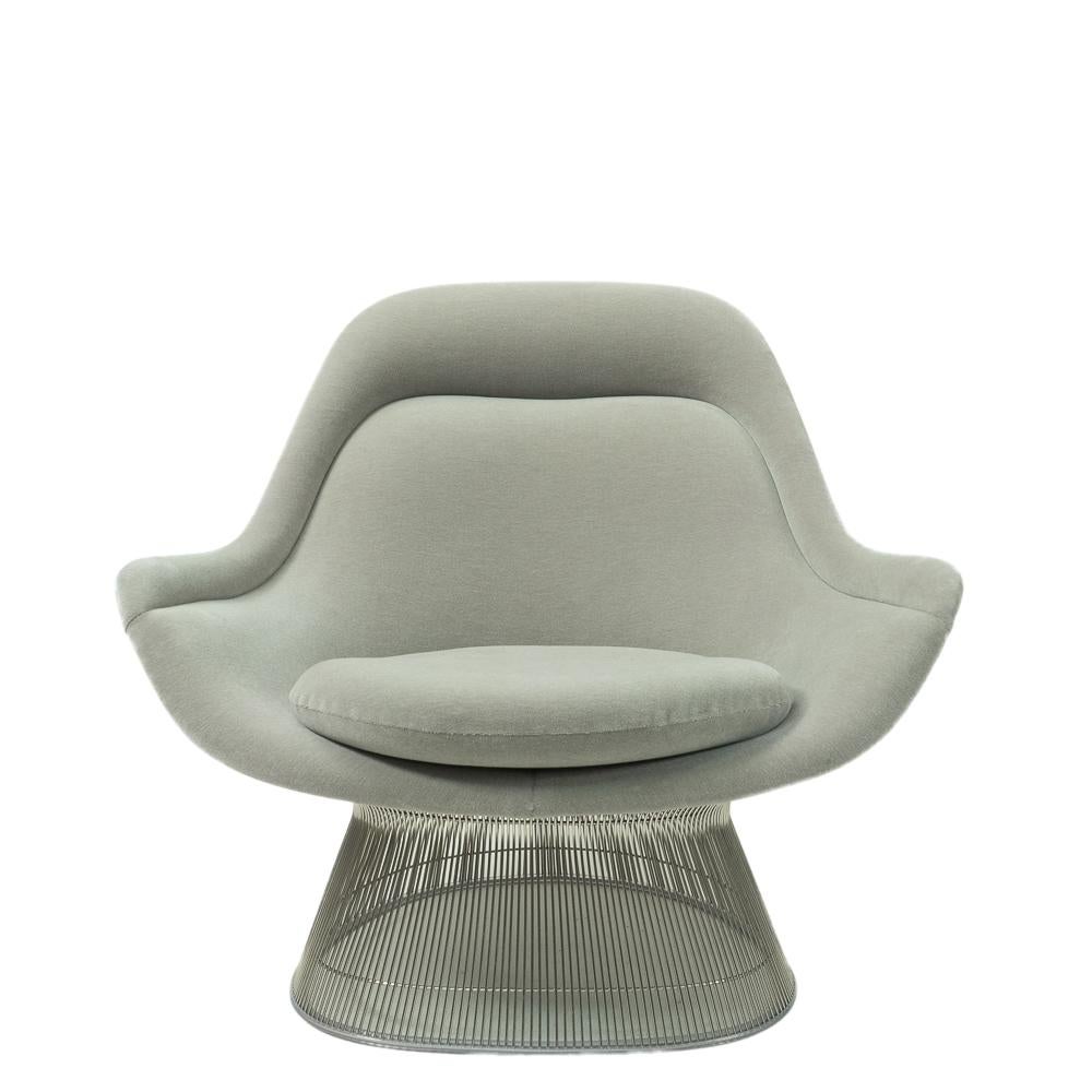 Originally designed by Warren Platner in 1966 for Knoll International, this design icon consists of steel rods curved and welded to a circular frame.

The lounge chair is relatively heavy due to the amount of nickel-plated metal used, however the