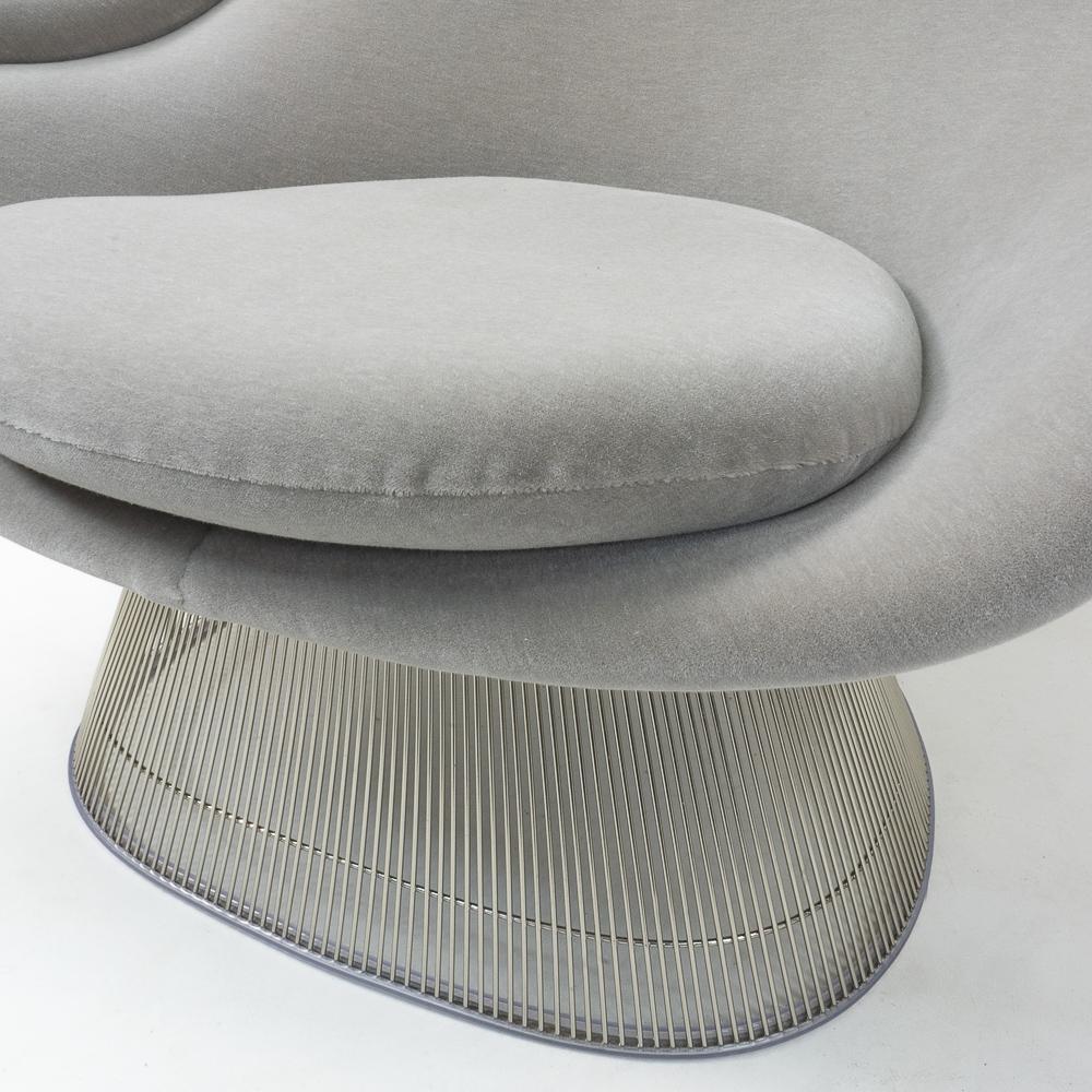 Metal Gray Velvet Lounge Chair by Warren Platner for Knoll International For Sale